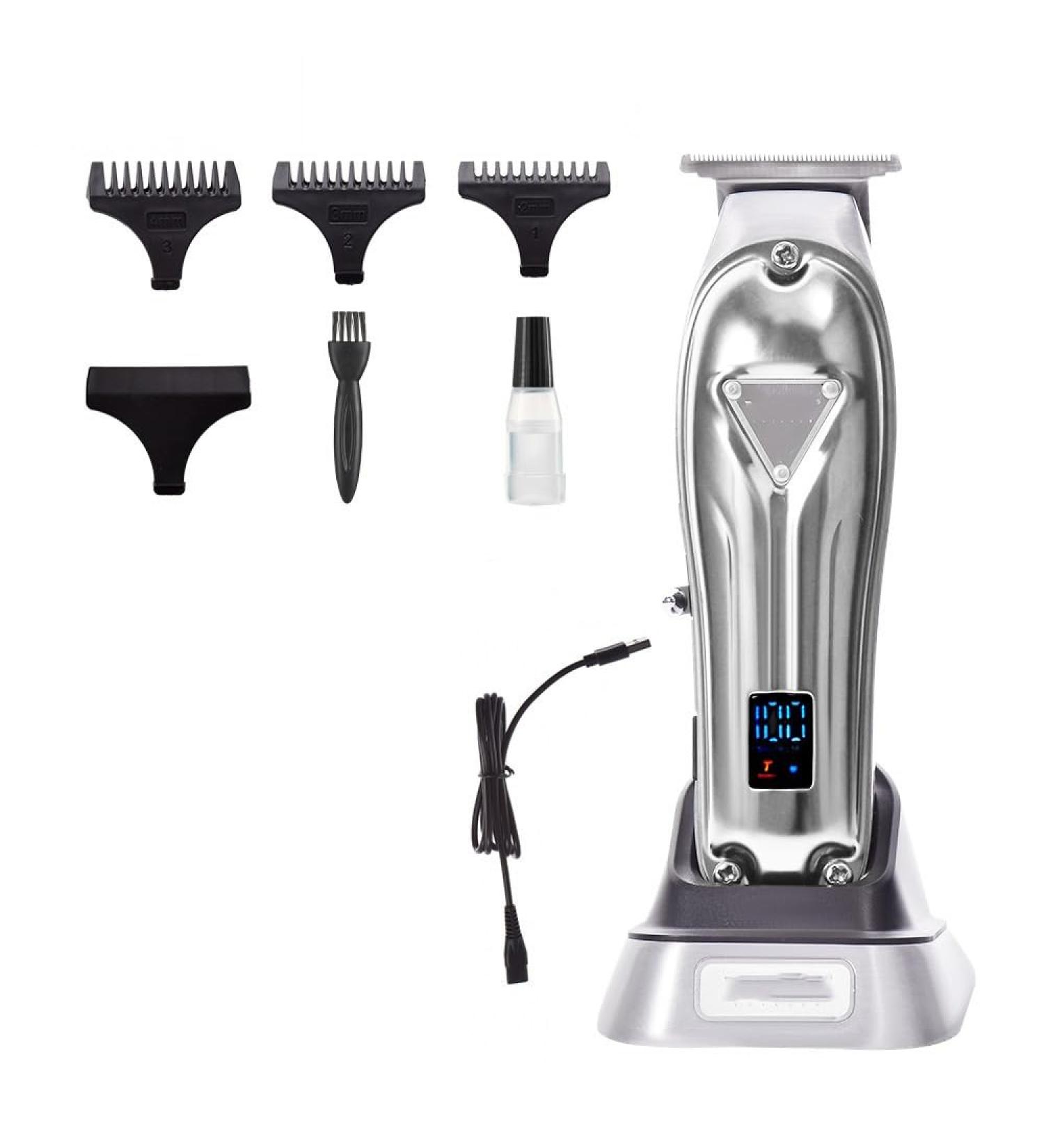 Hair Clippers for Men Hair Clipper Professional Personal Care Barber Trimmer For Men USB LCD Rechargeable Metal Electric Base Salon (Color : Silver) - Buy Online on GoSupps.com