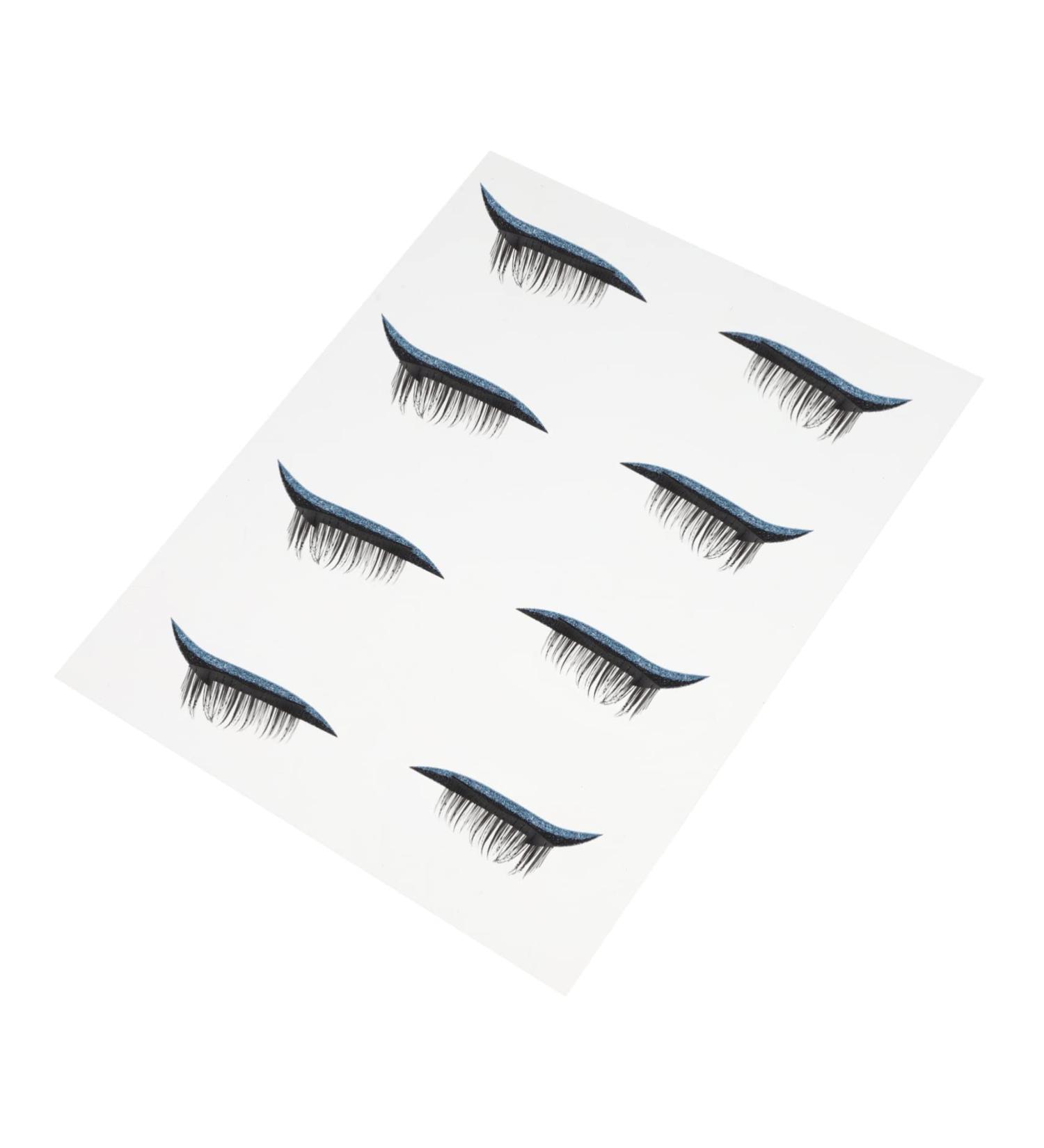 Beatifufu 4 pairs Waterproof Face Natural Supplies Decals Girls Eye Adhesive Temporary Strip Eyeliner Long 4x1.5cm Blue - Buy Online on GoSupps.com