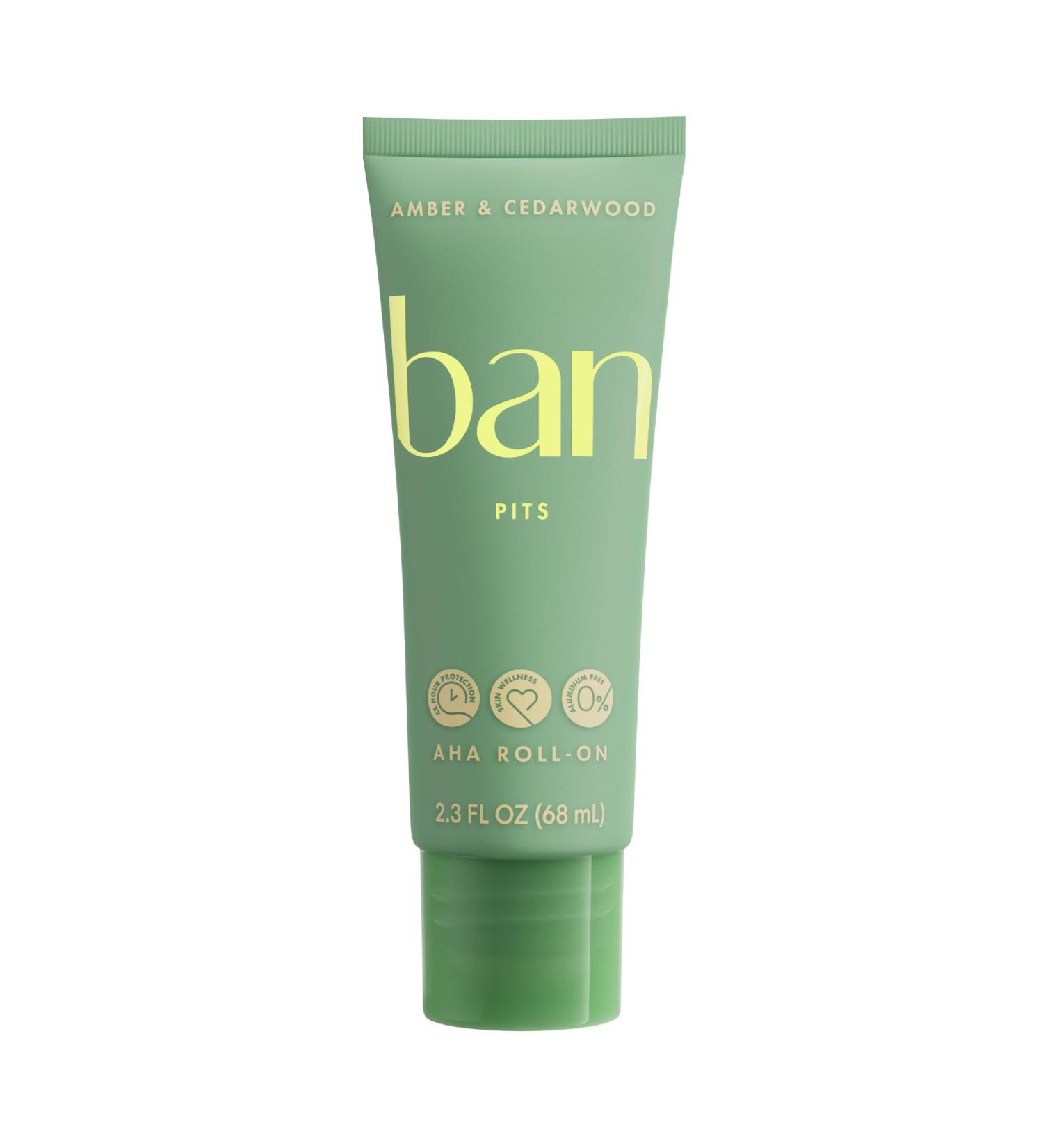 Ban Invisible Roll-on Deodorant 48-Hour Protection Aluminum Free Amber & Cedarwood Unisex 2.3 Oz - Buy Online on GoSupps.com