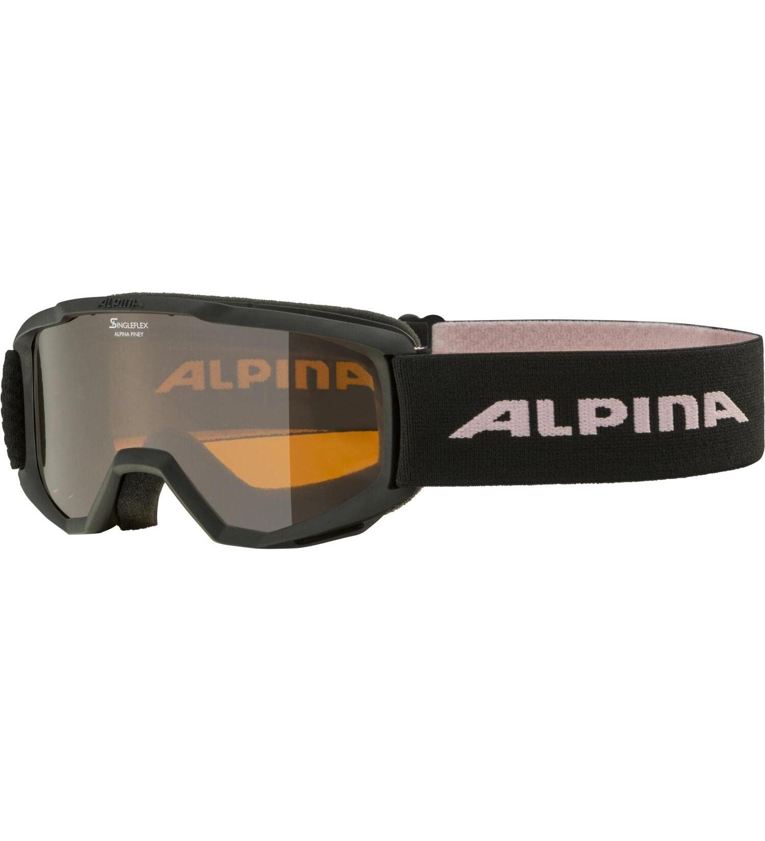 ALPINA PINEY - Anti-fog extremely robust and shatter-proof ski goggles with 100% UV protection for children black-rose one size
