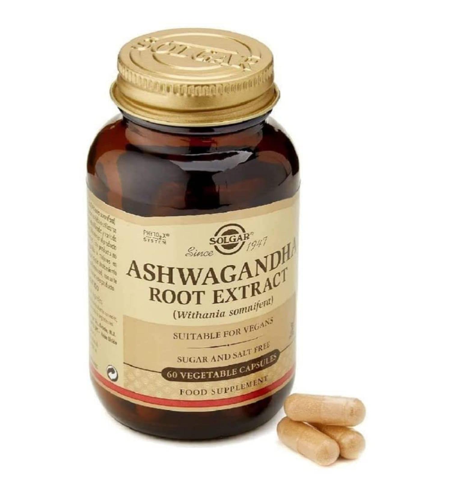 Solgar Ashwagandha Root Extract 60 Veg Capsules | Stress Relief & Wellness - Buy Online on GoSupps.com