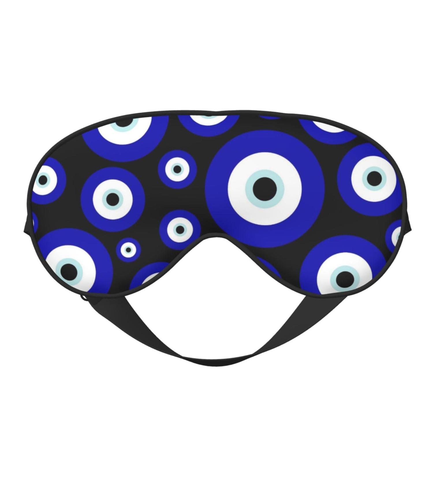 Blue Evil Eye Sleep Mask - Adjustable Soft Breathable Eye Cover for Men & Women | Pattern-122 | International Shipping - Buy Online on GoSupps.com
