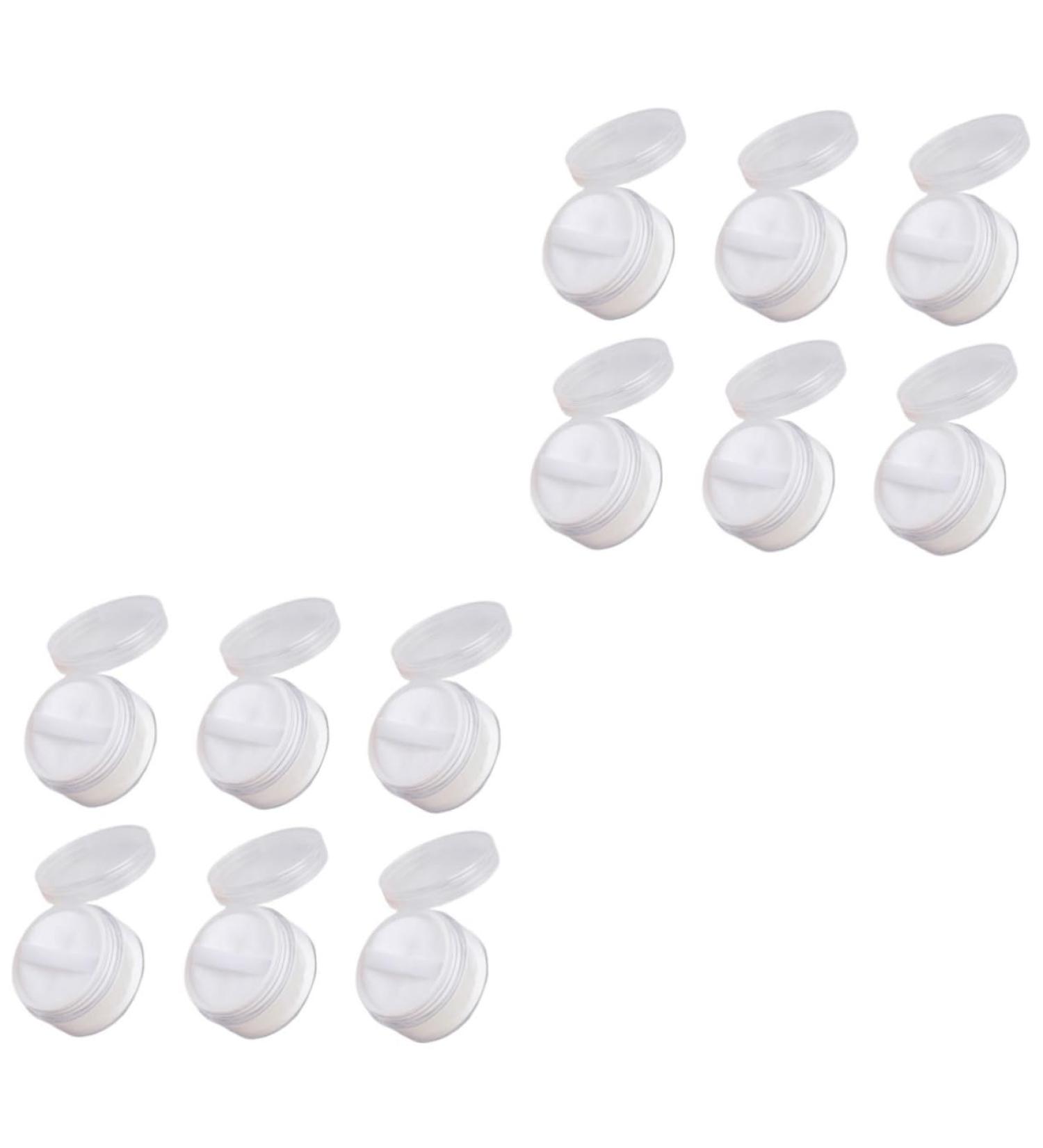 Housoutil 12 Pcs Portable Cosmetic Bottle Powder Box Powder Puff Holder Clear Powder Case Travel Pack Bottled 7.2X7.2cmx2pcs Whitex2pcs - Buy Online on GoSupps.com