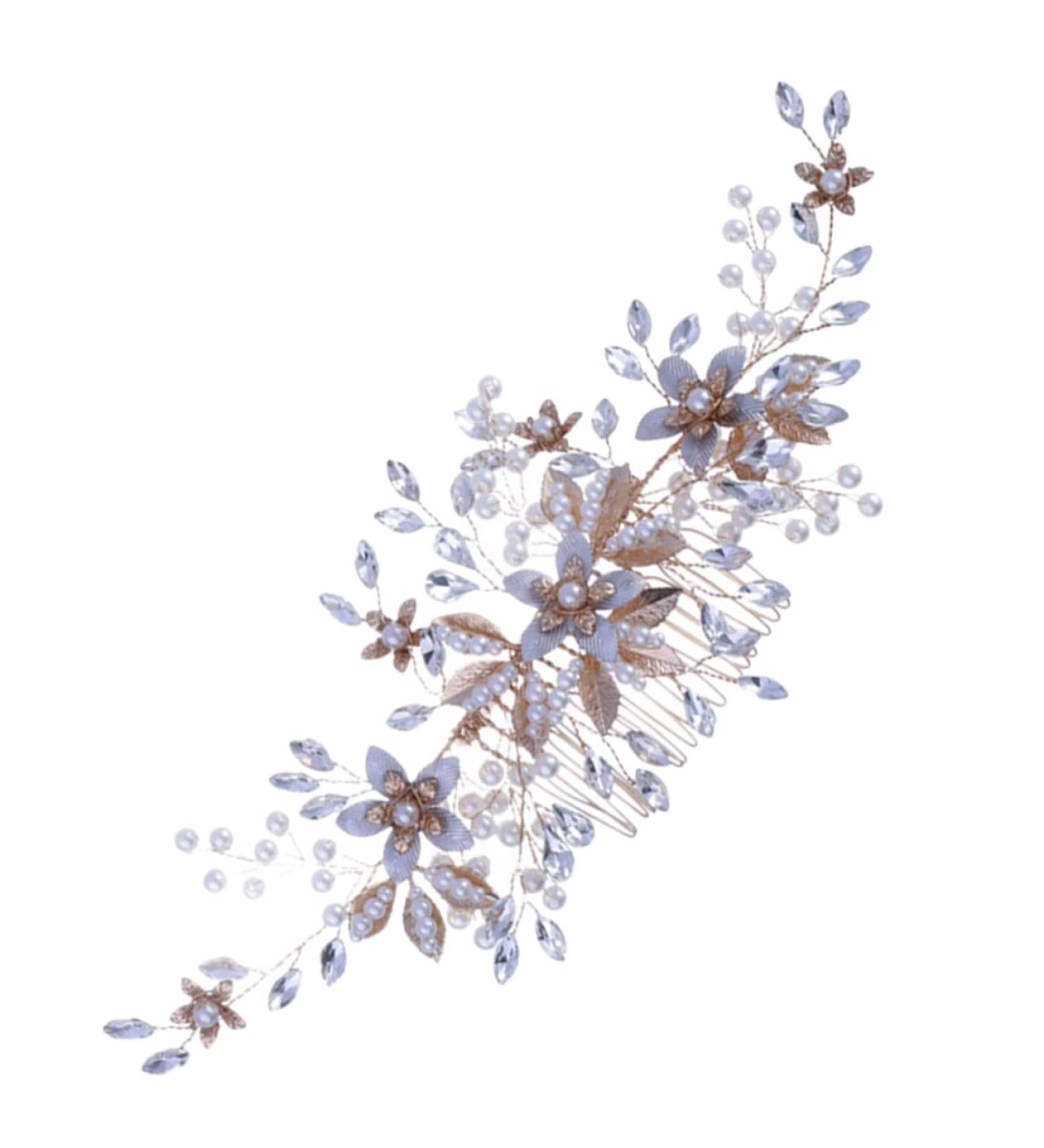 Didiseaon Headgear Rhinestone Hair Clip Accessories Rhinestone Barrettes Crystal Headpiece Wedding Pearl Hair Barrettes Bridal Hair Decor Hair Dryer Brush Tiara Comb Bride Metal The Flowers - Buy Online on GoSupps.com