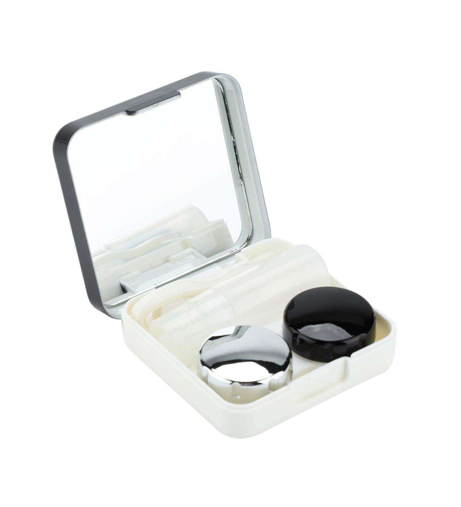 Semme Black Contact Lens Container Kit - Eye Care Holder with Mirror for Travel & Maintenance - Buy Online on GoSupps.com