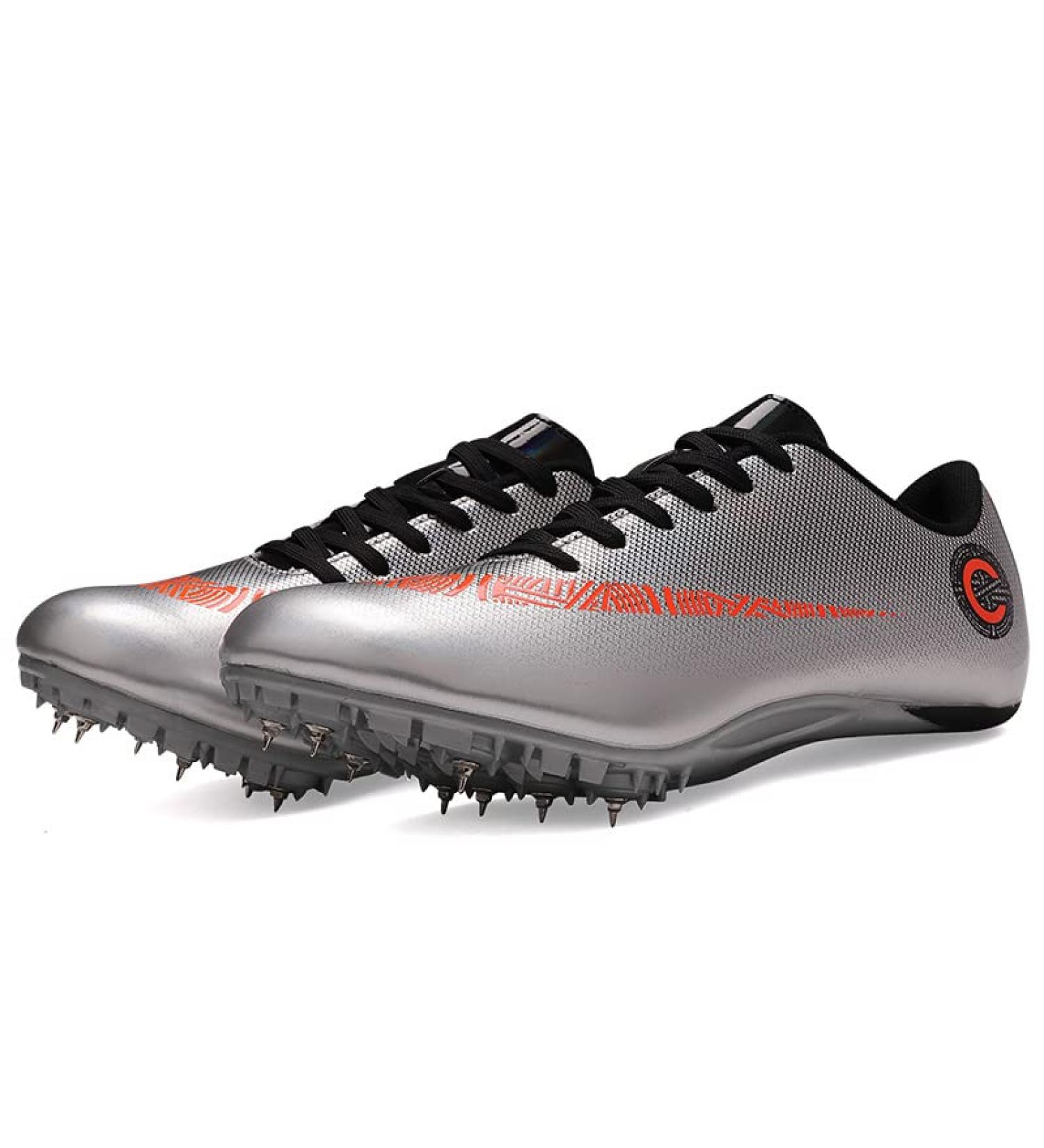 Eribby Track Spike Running Shoes 10 Women/8.5 Men - Silver | Sprinting Shoes for Men and Women - Buy Online on GoSupps.com
