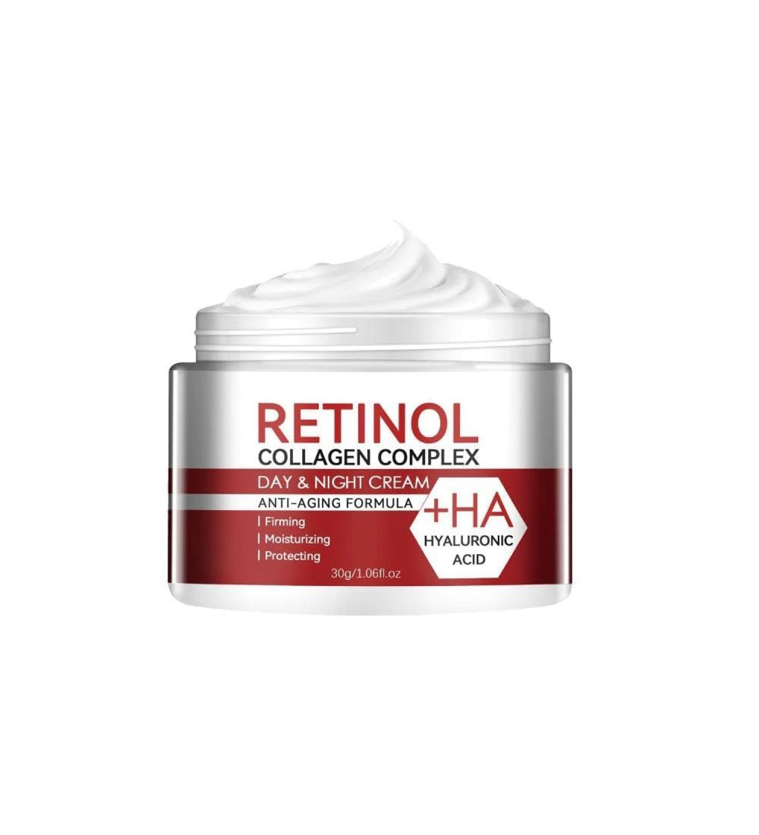Retinol Collagen Face Cream Day & Night Moisturizer with Hyaluronic Acid Vitamin C & Peptides | Anti-Aging Firming Hydrating Improves Skin Texture 30g/1.06oz - Buy Online on GoSupps.com