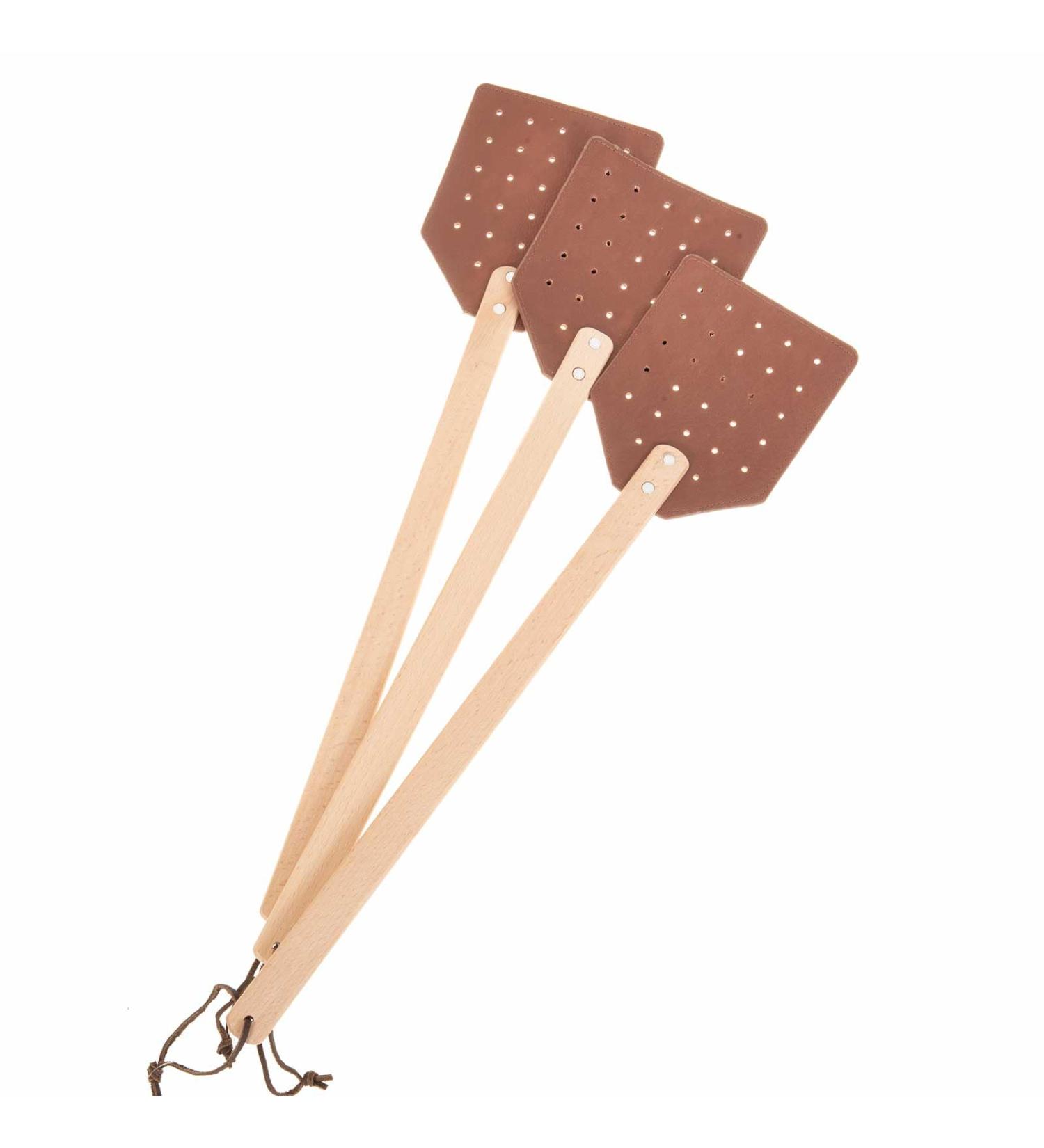 SIDCO Eco Leather Fly Swatter Set - 3 XXL Wooden Killers with Durable Leather Straps - International Shipping Available - Buy Online on GoSupps.com