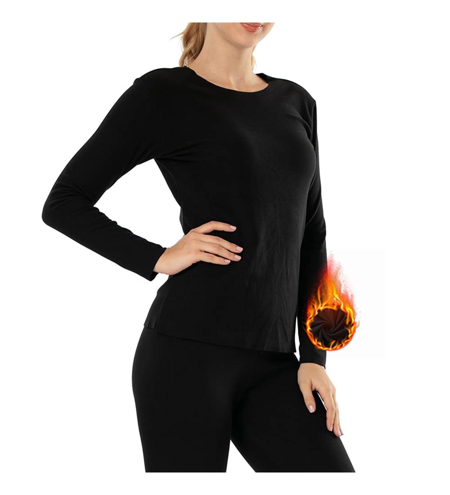 Mancyfit Women's Thermal Underwear Long Johns Set - Fleece Lined, Ultra Soft - Black (Small) - Buy Online on GoSupps.com