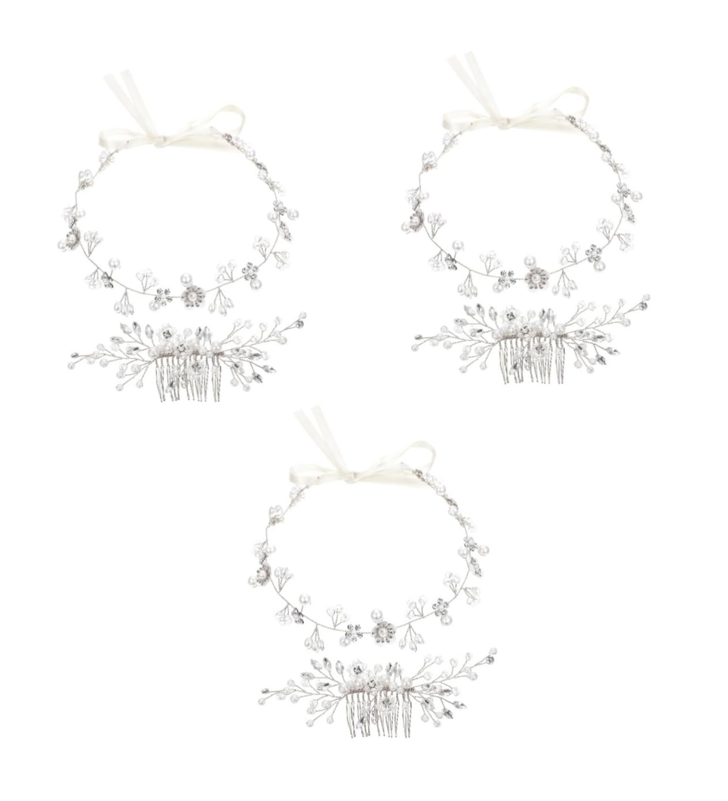 Healeved 3 Sets Bridal Ornament Hair Ties Bride Hair Clip Wedding Decorations Decorative Headdress Braided Headband Hair Decor Bride Headpieces for Decorate Bridesmaid Ribbon Girl Hair Ring - Buy Online on GoSupps.com