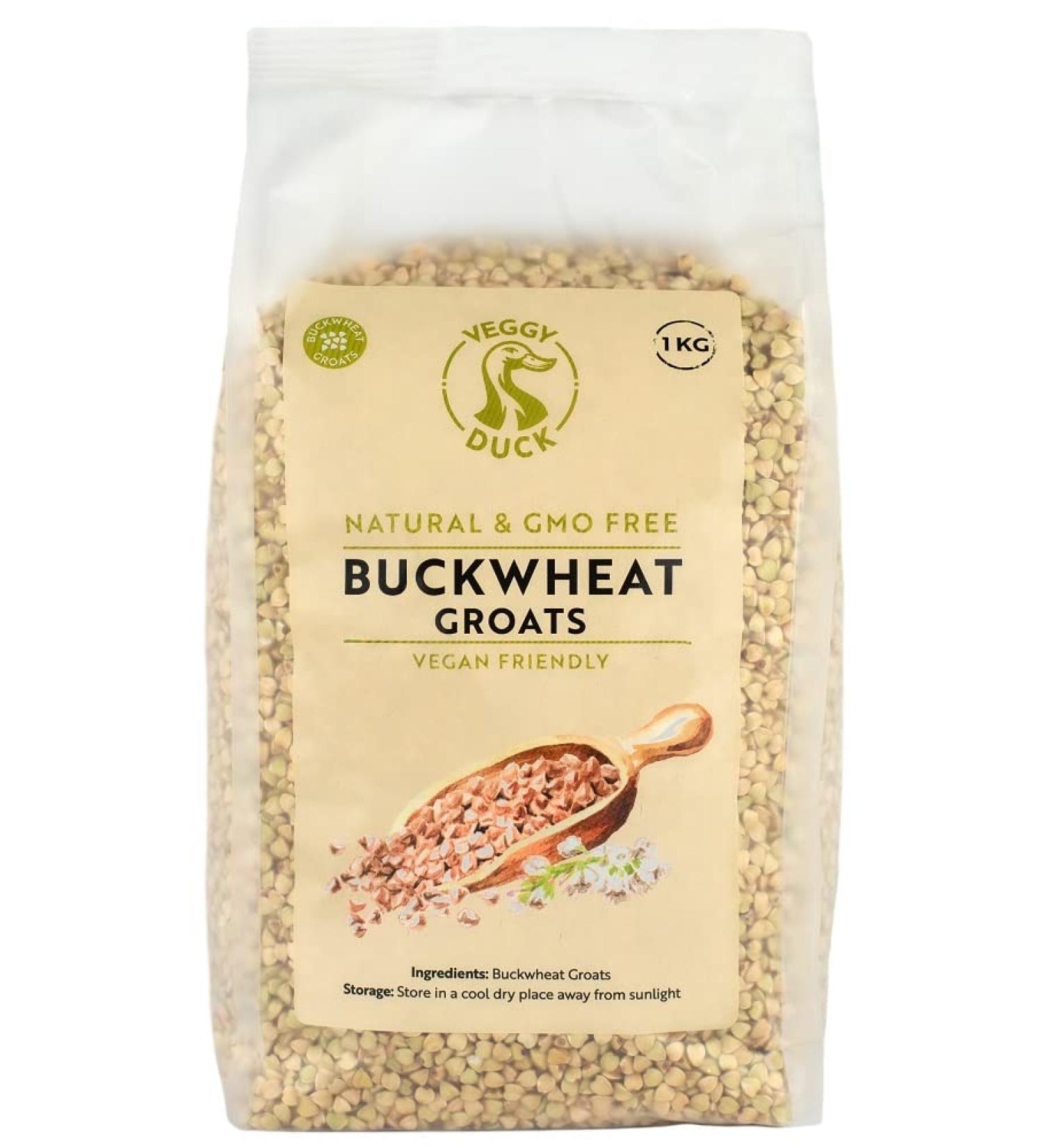 Veggy Duck Natural Buckwheat Groats (1Kg) - Raw Vegan GMO-Free Nutritious Option - Buy Online on GoSupps.com