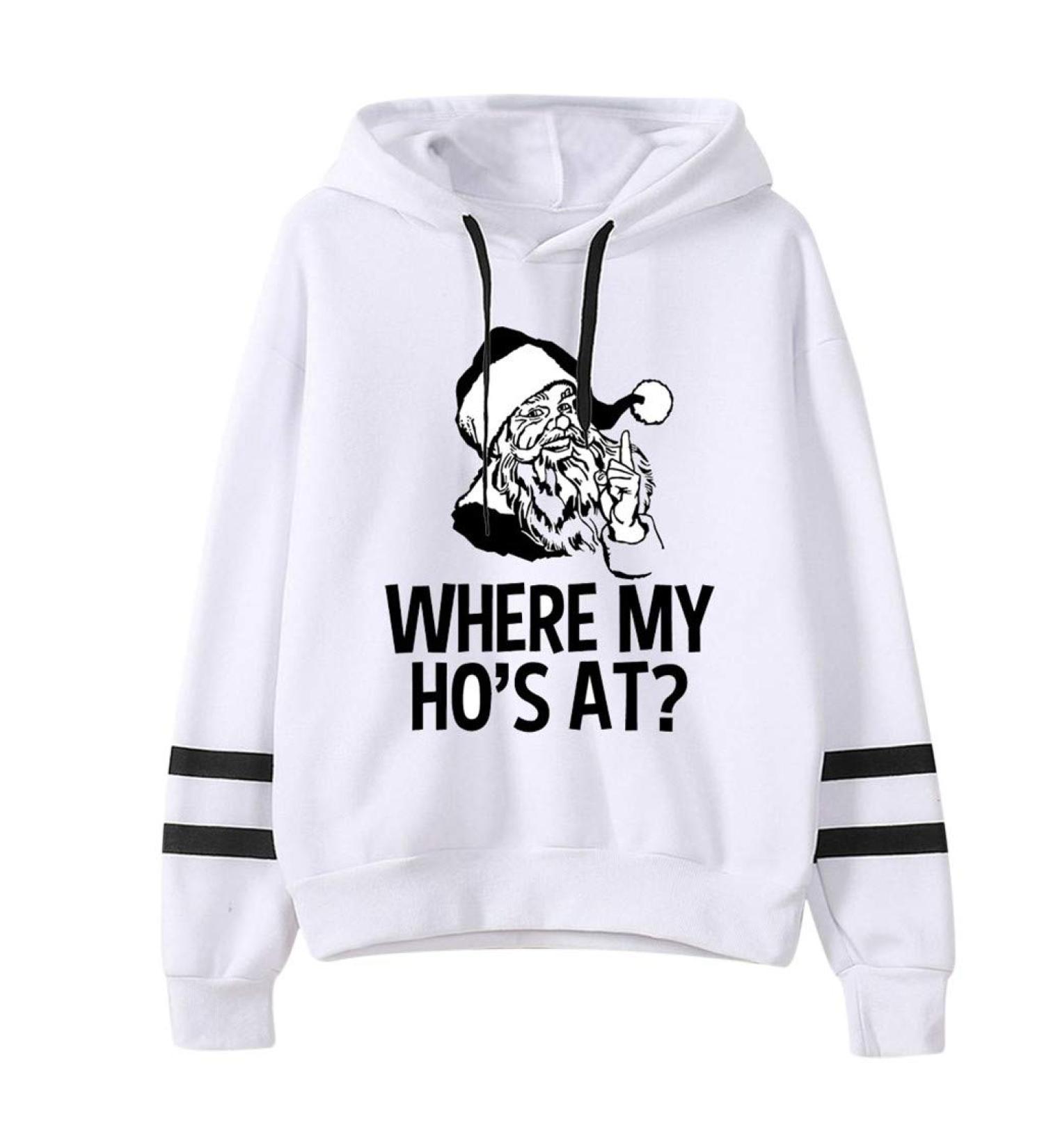 Bigfanshu Women's Sweaters Fashion Christmas Sweater Print Hooded Round Collar Long Sleeves Tops - Buy Online on GoSupps.com
