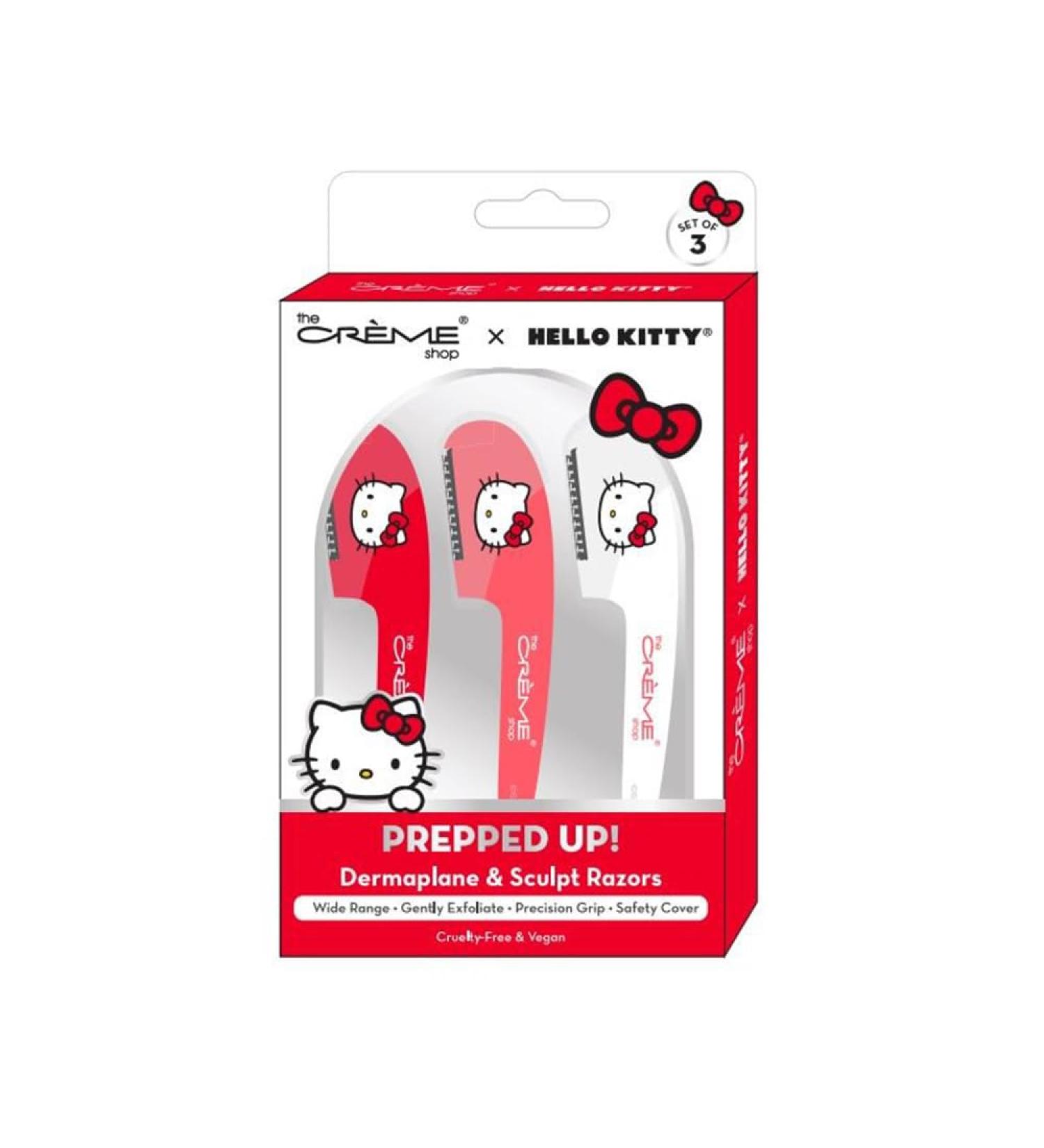 The Cr me Shop | Hello Kitty | Prepped Up! Dermaplane & Sculpt Razors | Wide Range | Gently Exfoliate | Precision Grip | Set of 3 | Safety Covers Included! - Red (3PC)