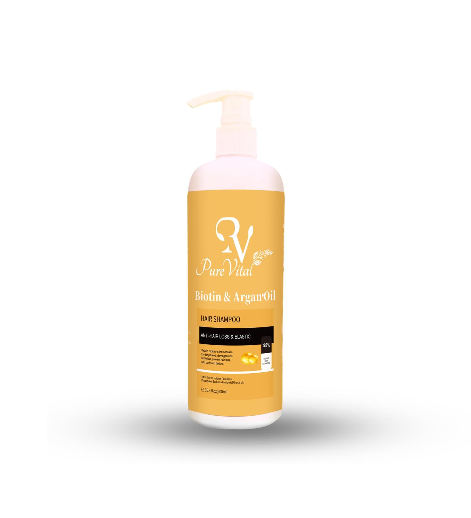 Biotin & Argan Oil Shampoo | Reduce Hair Loss Restore Elasticity | Sulfate & Paraben Free | Repair Damaged Hair - Buy Online on GoSupps.com