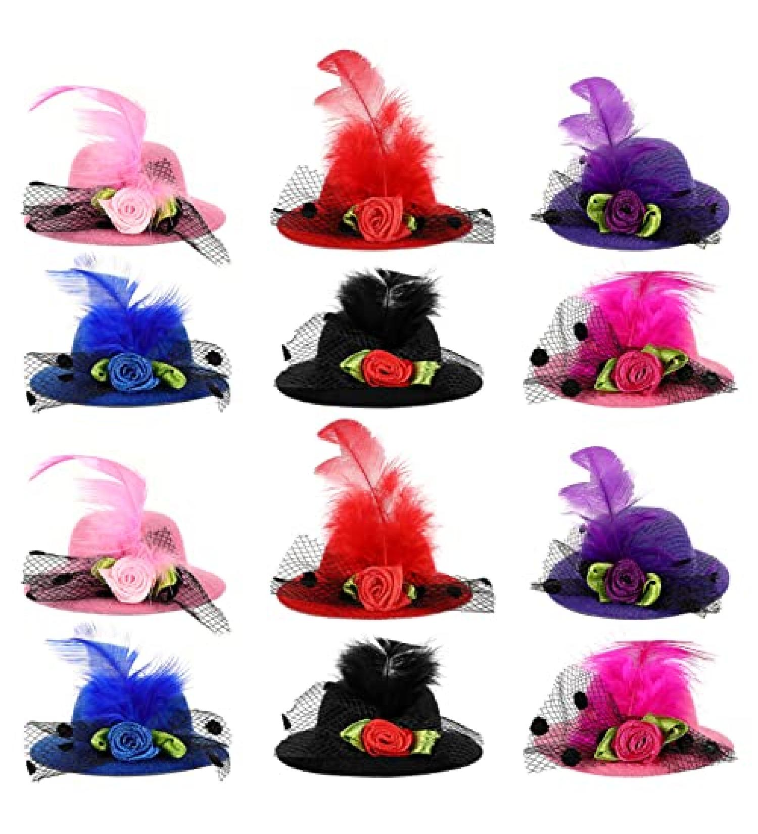 Gadpiparty Mini Hat Hair Clips - 12 Pcs Small Top Hat Fascinator Barrettes for Kids, Toddler Party Costume Accessory - Buy Online on GoSupps.com