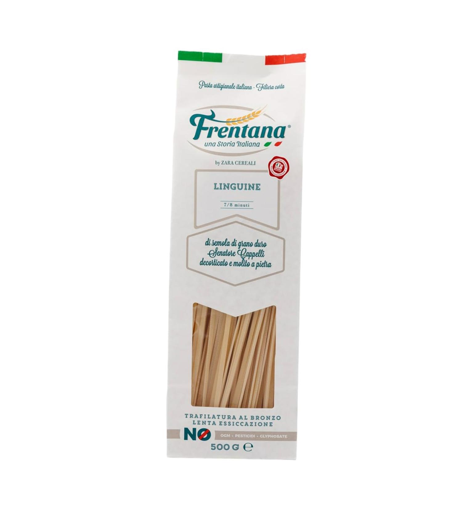 FRENTANA SRL FRENTANA Linguine from durum wheat semolina Cappelli slowly dried through bronze molds Italian pasta artisanal production pack of 12 x 500gr - Buy Online on GoSupps.com