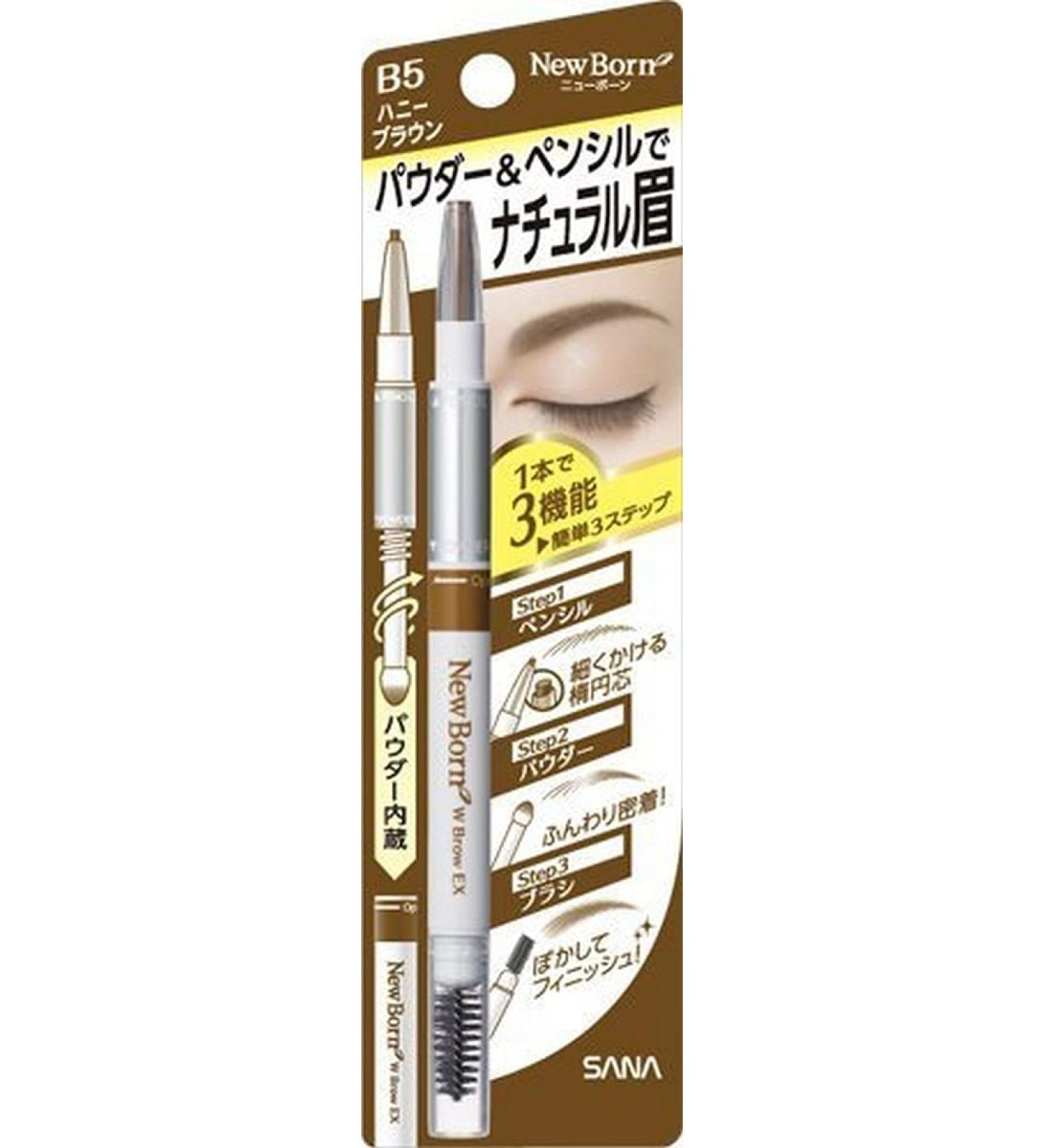 Sana New Born Eyebrow Powder & Pencil - B5 Honey Brown | 1 Piece for Perfect Brows - Buy Online on GoSupps.com