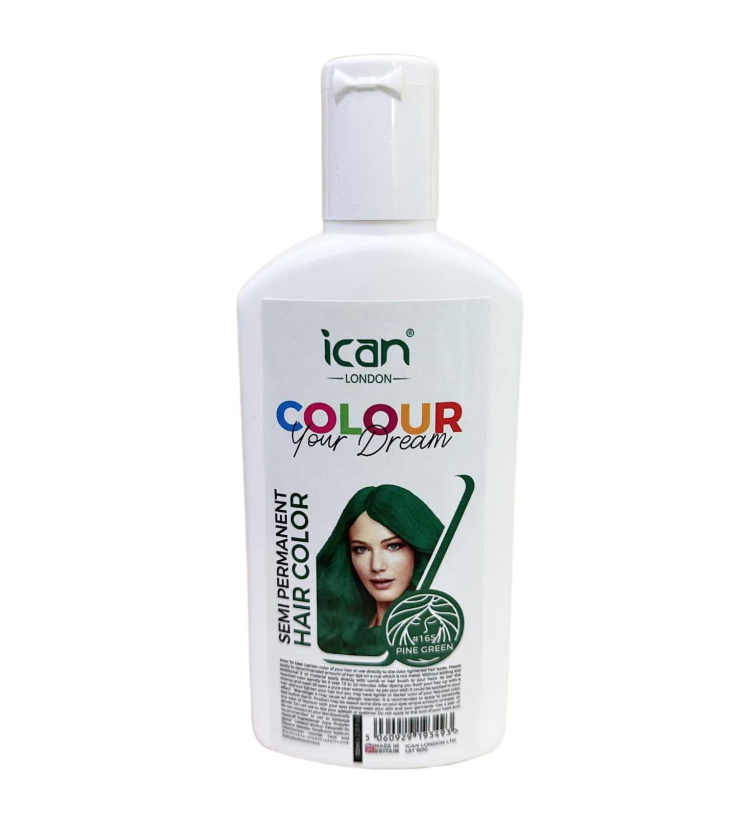 ican London Colour Your Dream Semi Permanent Hair Color 100ml (165-PINE GREEN)