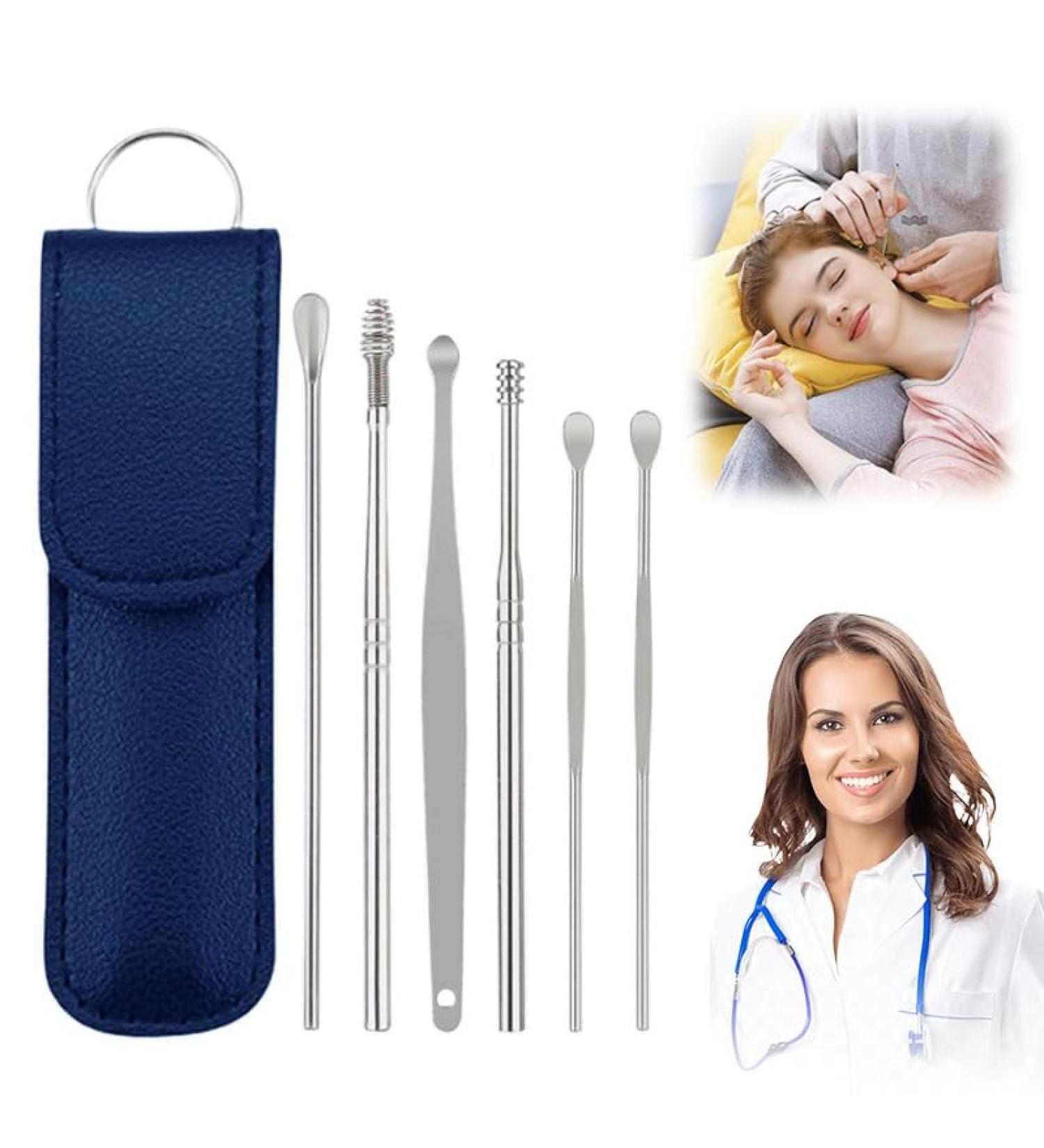 CAJDEOPYE Ear Cleaner Satinless Steel 360 Spiral Earwax Cleaner Tool Set with Pu Leather Case Household Creative Portable Ear Cleaning Kit for Men and Women /1439 Blue 464895 - Buy Online on GoSupps.com