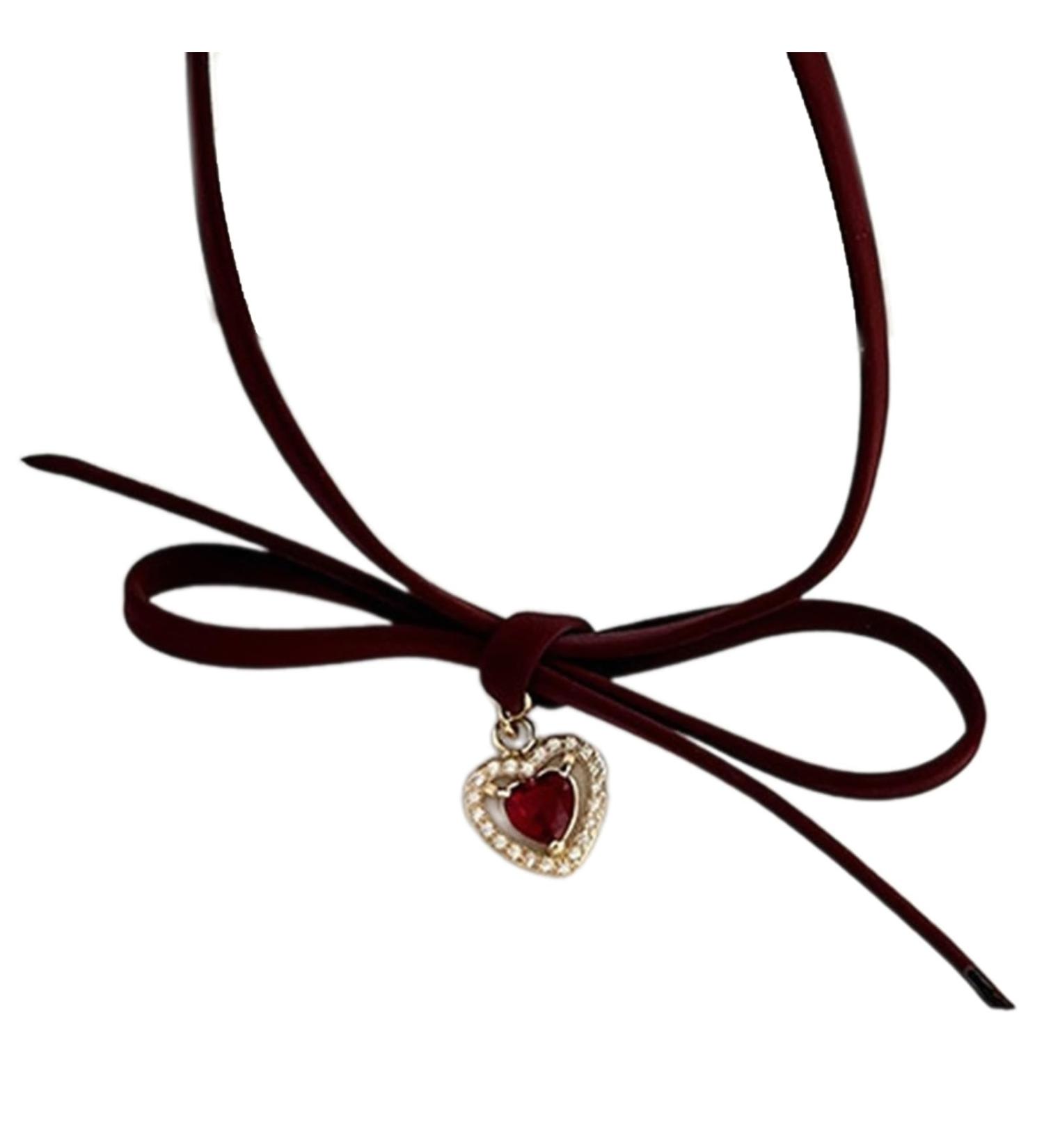 Oralgos Elegant Heart Necklace | Vintage Collarbone Chain & Choker | Fashion Jewelry in PU Alloy - International Shipping - Buy Online on GoSupps.com