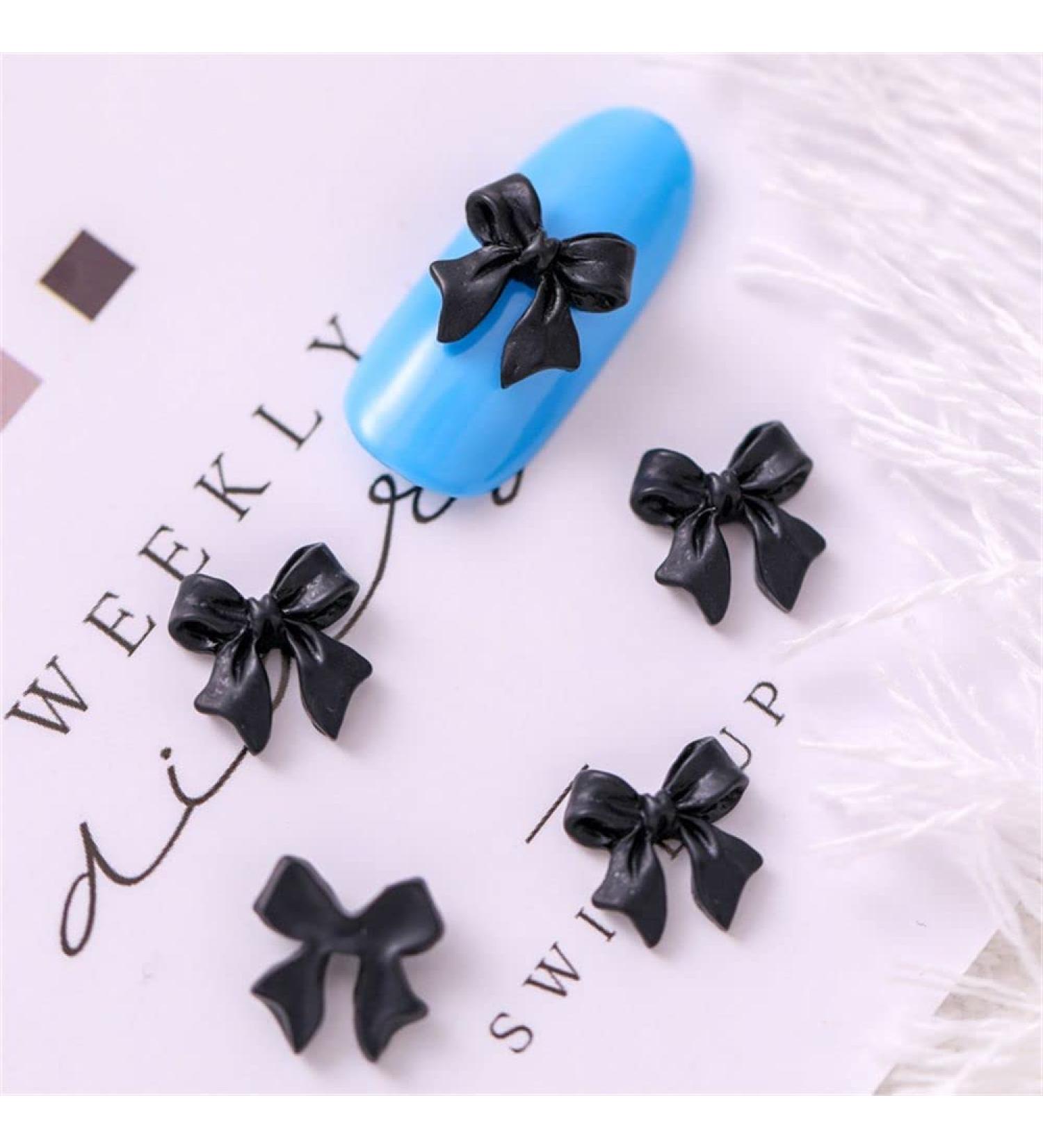 3D Charm 50Pcs Resin Nail Jewelry Ornaments Nail Art Bowknots Manicure Accessories Mini Bow Nail Jewelry Nail Art Decorations Nail Bow Ties(black) - Buy Online on GoSupps.com