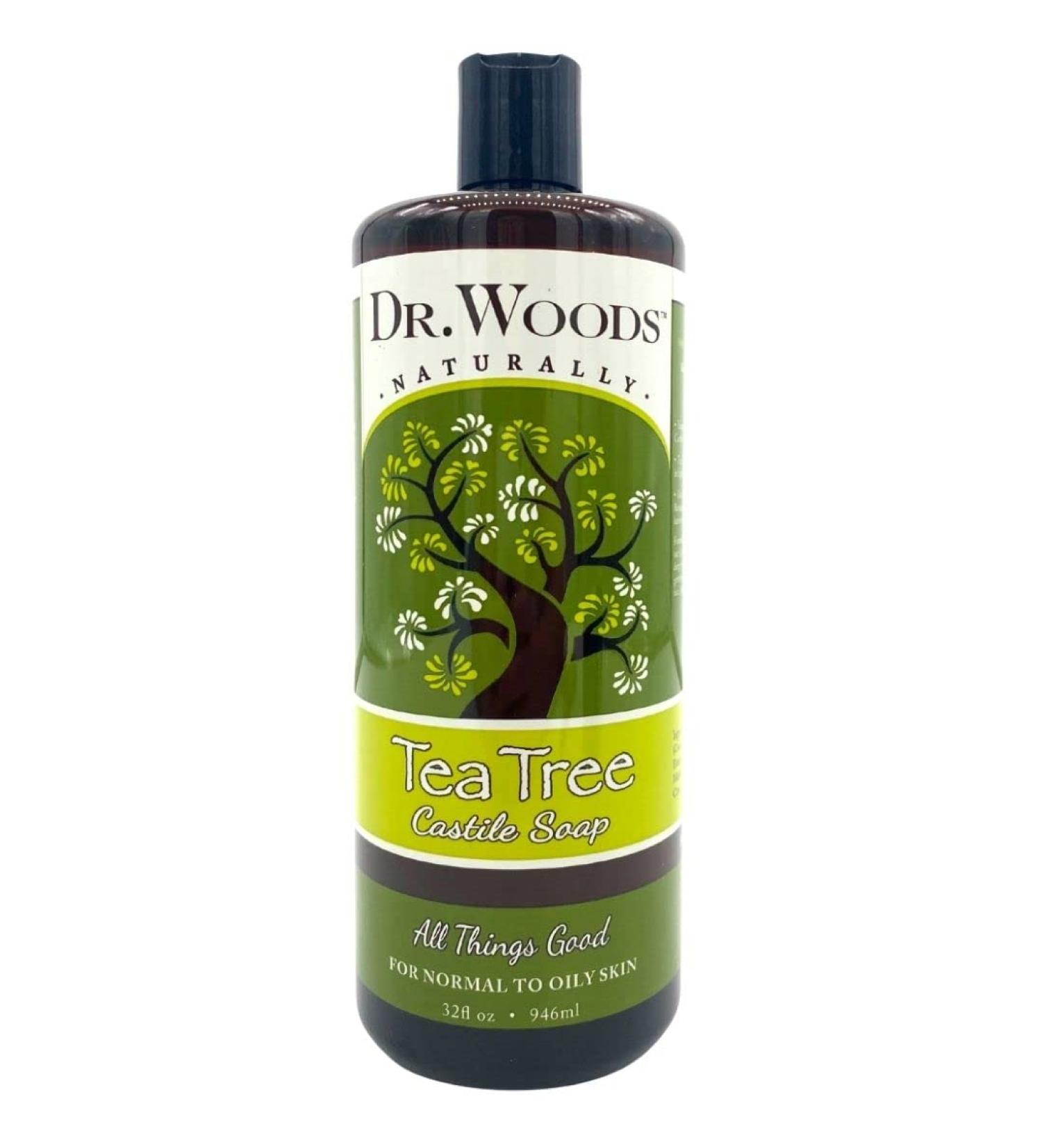 Dr. Woods Tea Tree Castile Soap 32 fl oz - Natural Cleanser for Skin & Hair - Buy Online on GoSupps.com
