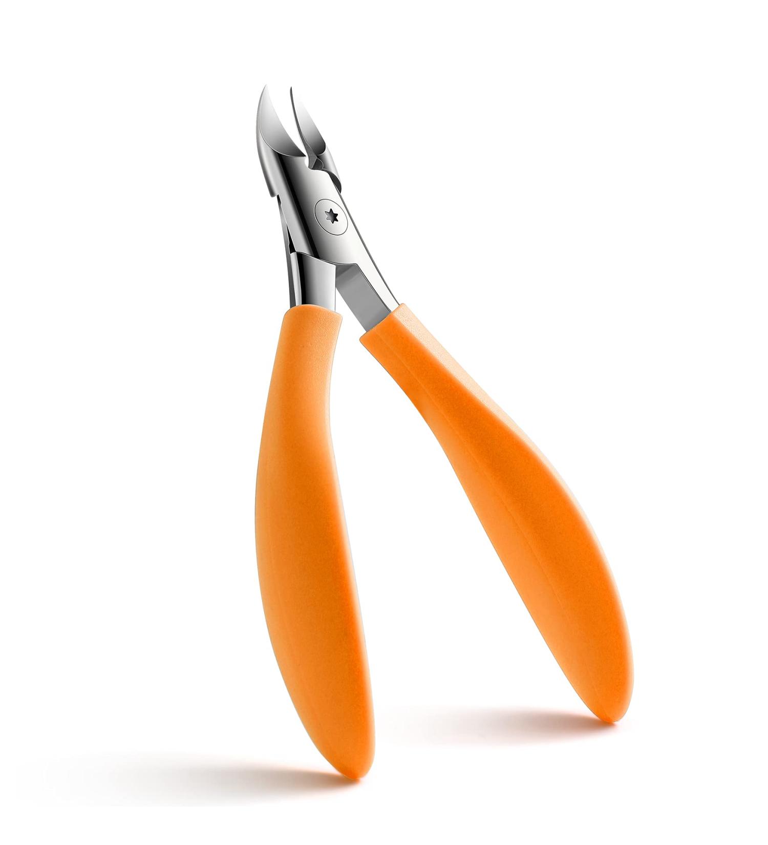 Fvion Precision Nail Tongs | Matt Handle Nail Scissors for Ingrown Toenails | Non-Slip Design for Thick Fingernails | Soft Handle Orange - Buy Online on GoSupps.com