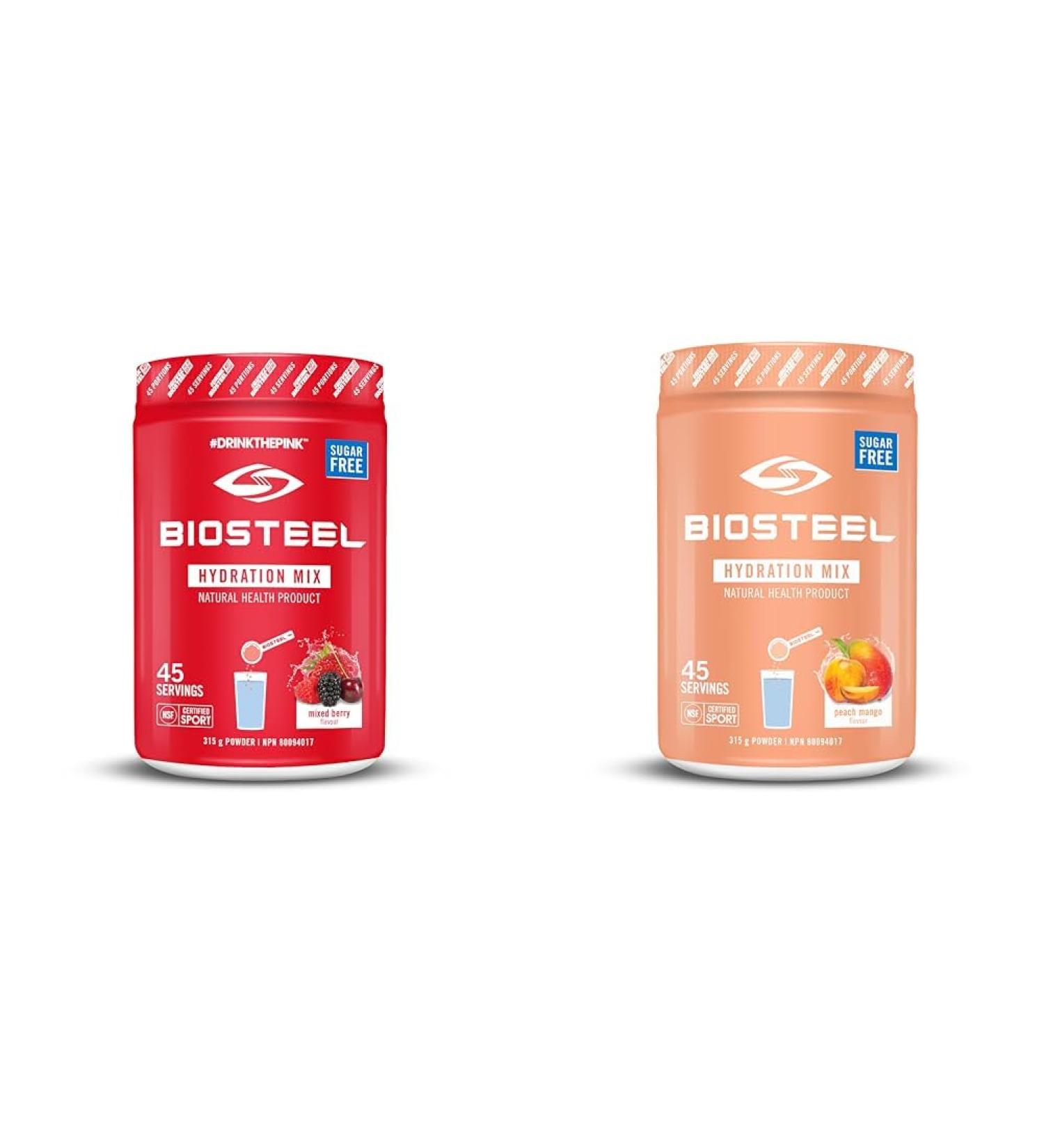 BioSteel Hydration Mix Great Tasting Hydration with Zero Sugar & Hydration Mix Great Tasting Hydration with Zero Sugar and No Artificial Flavours or Preservatives 315 g (Pack of 1) Hydration Mix+Hydration Mix Peach Mango - Buy Online on GoSupps.com