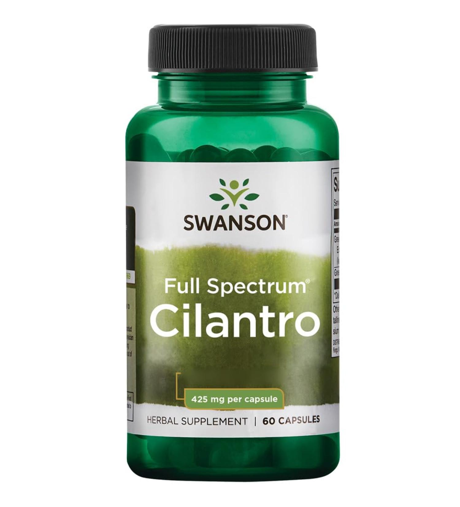 Swanson Full Spectrum Cilantro (Coriander) 425mg Coriandrum Sativum High Dosed 60 Capsules Lab Tested Soy Free Gluten Free Non-GMO - Buy Online on GoSupps.com