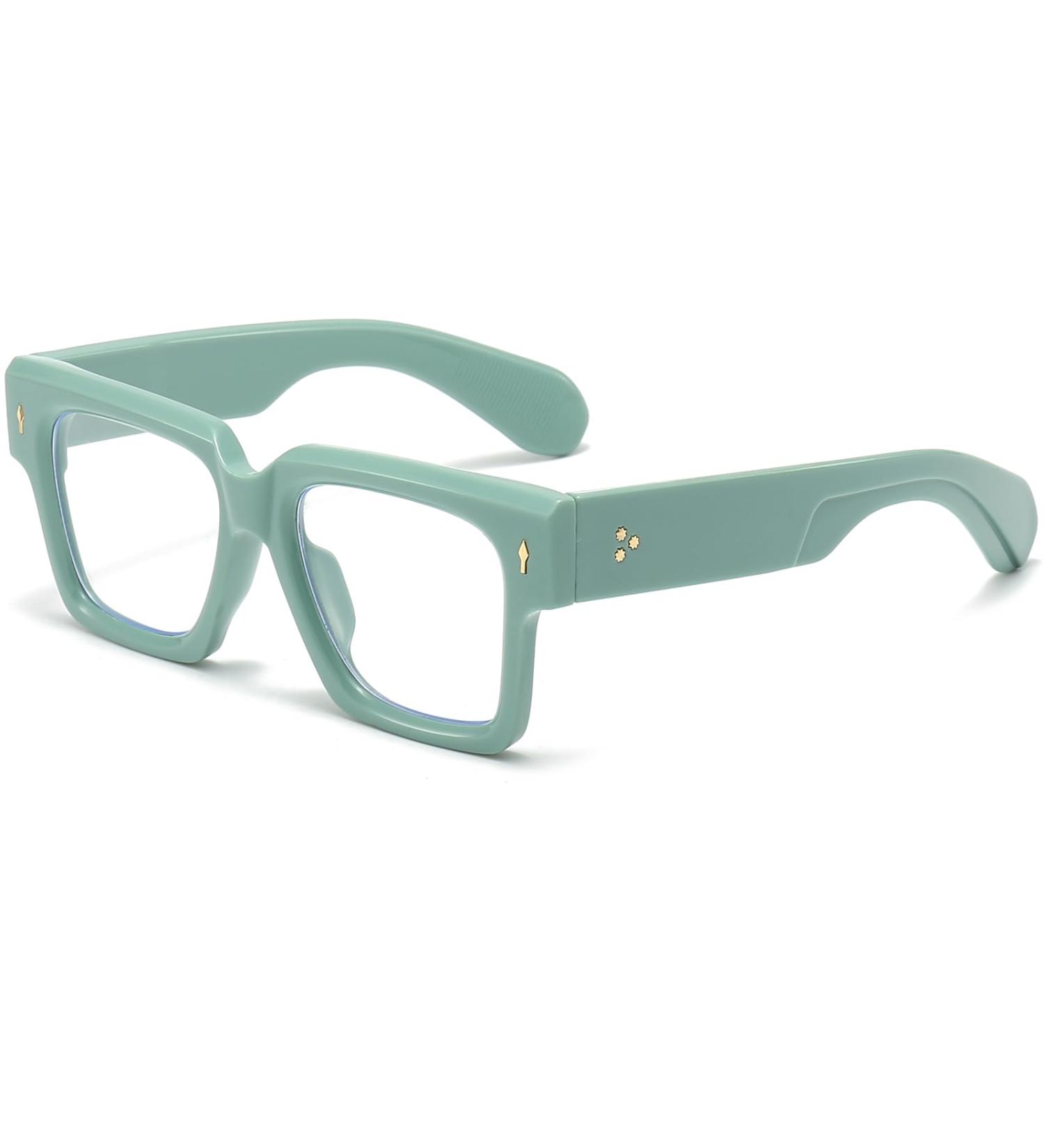 Buy Fashion Square Glasses for Men & Women - Thick Frame Black Blue Light Blocking Eyeglasses (Green) - Shop Internationally - Buy Online on GoSupps.com