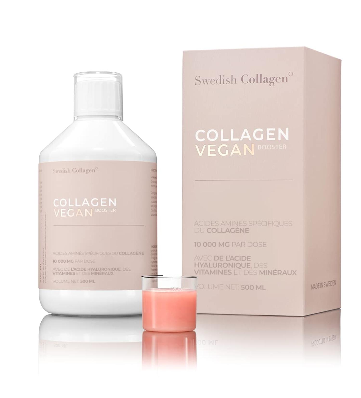 Swedish Collagen - Vegan Collagen 500ml Liquid Collagen | 10 000mg Vegan Amino Acids with Hyaluronic Acid Vitamins & Minerals for Hair Skin & Nails - Buy Online on GoSupps.com