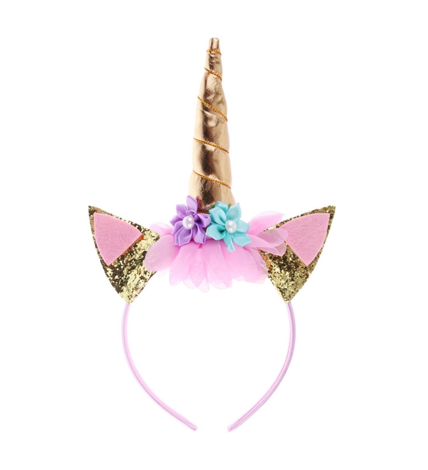 JMITHA Unicorn Headband for Girls - Elastic Flower Hair Accessories | Cute Gold Hoop for Flower Girls - Buy Online on GoSupps.com