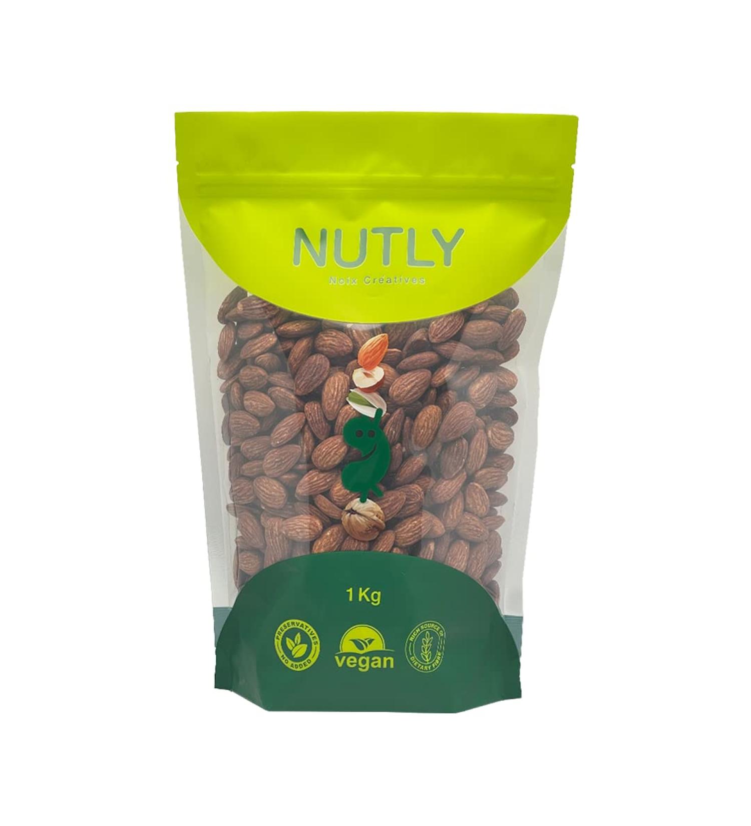 Almond Roasted Unsalted NUTLY (1) 1.0 Kilograms - Buy Online on GoSupps.com