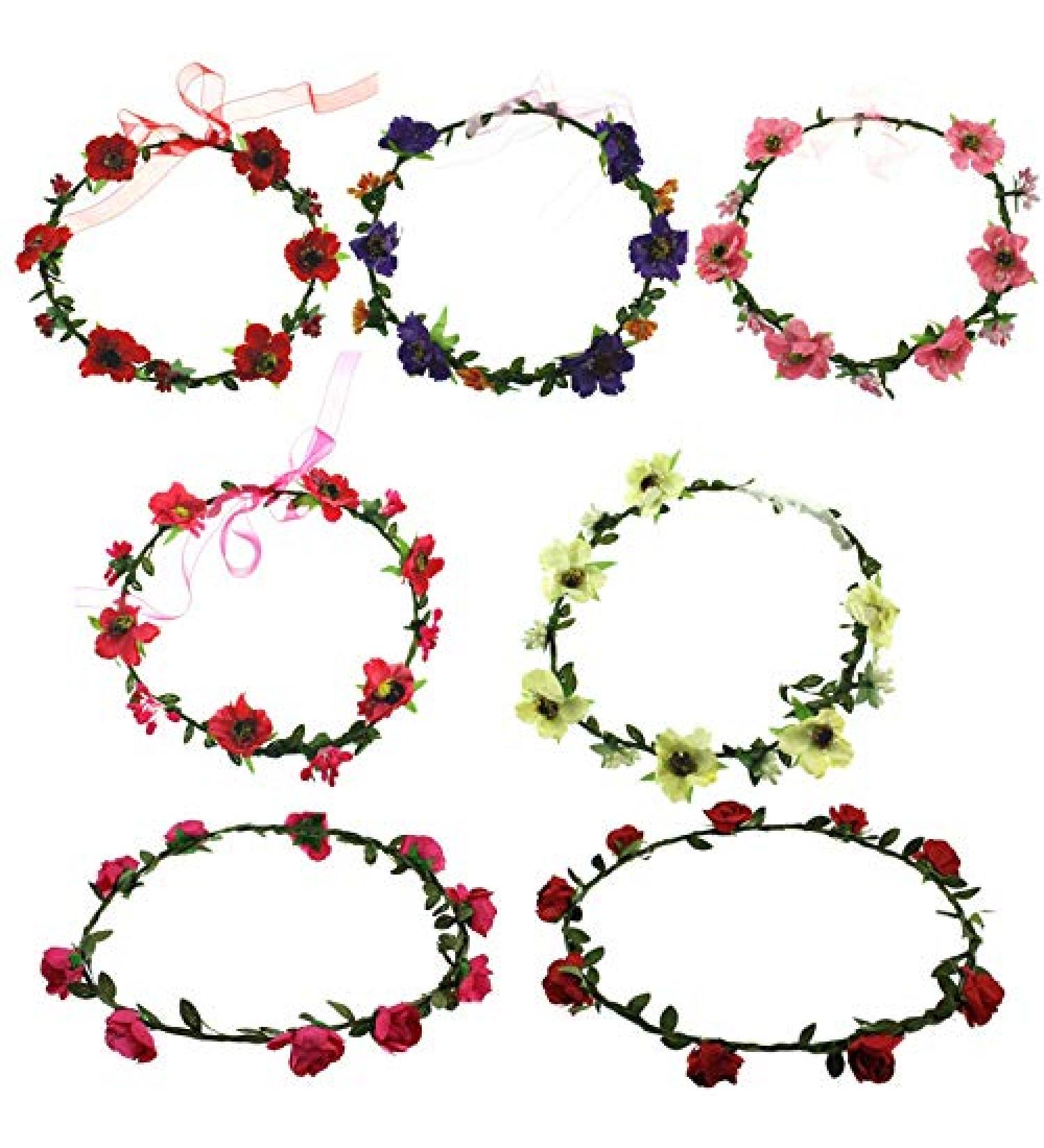 Zac's Alter Ego Set of 7 Assorted Flower Crown Weddings Festivals Fancy Dress