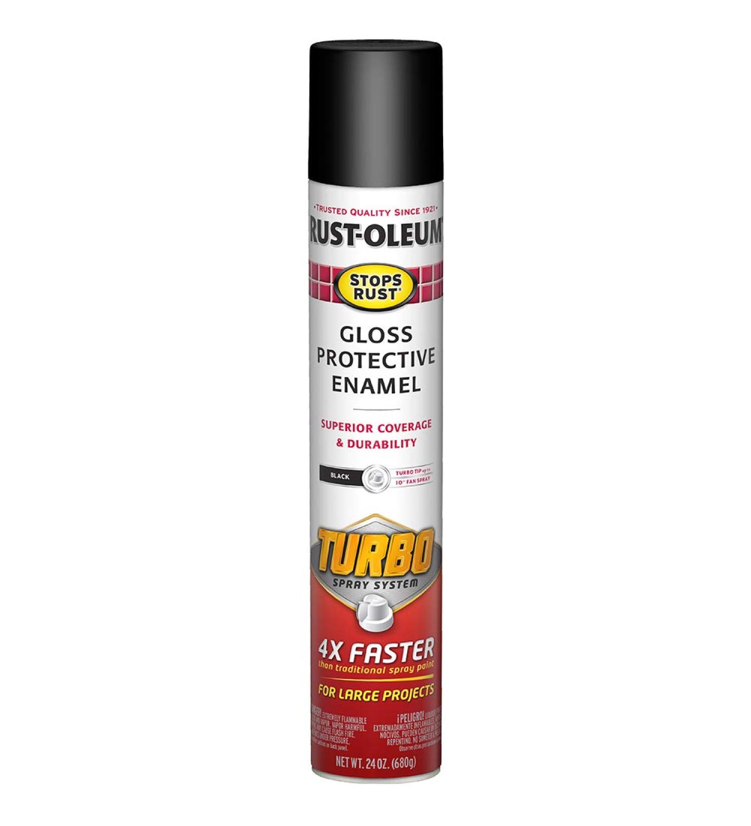 Rust-Oleum 334128 Stops Rust Turbo Spray Paint 24 oz - Gloss Black Finish - Buy Online on GoSupps.com