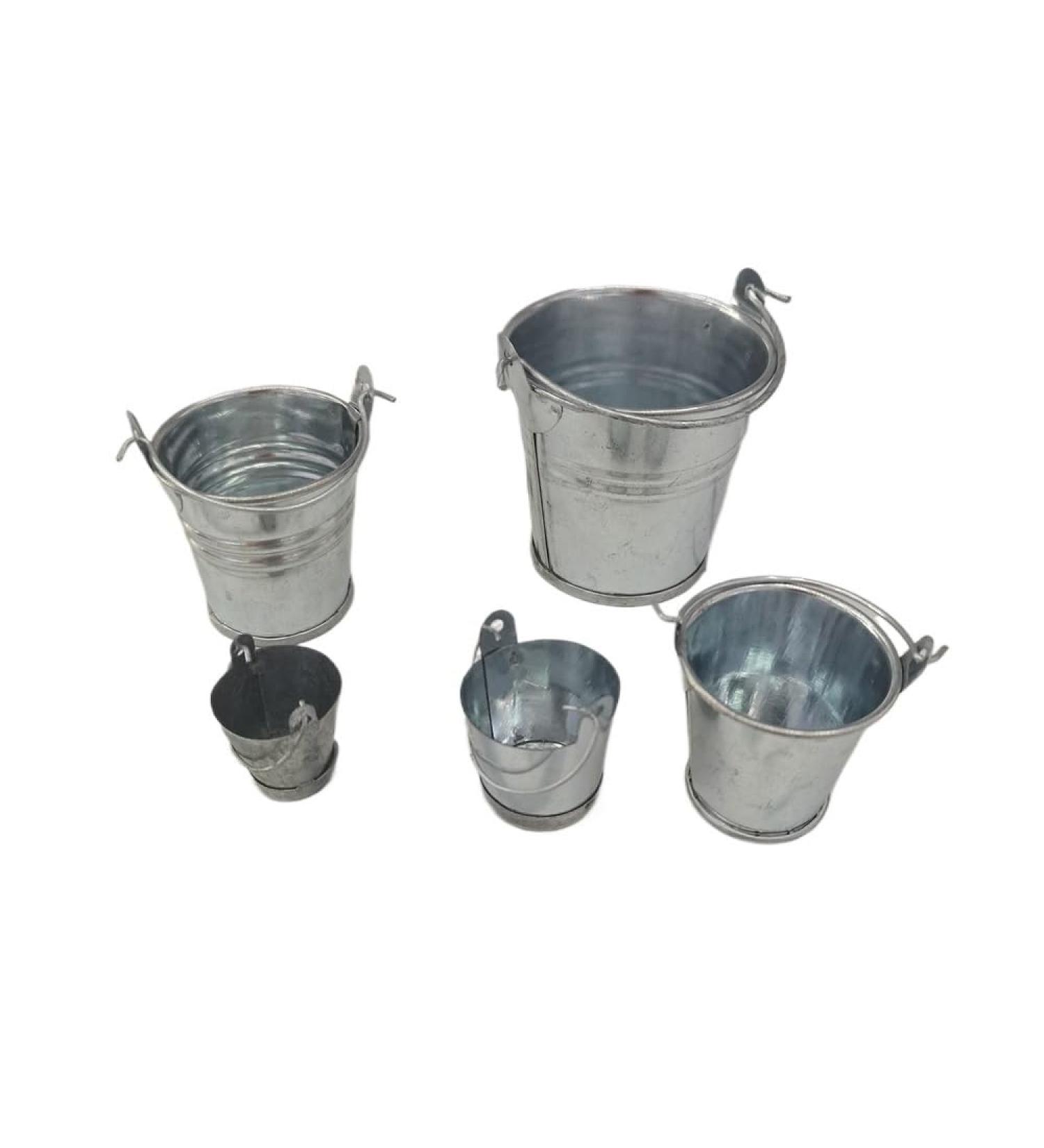 Mini Metal Bucket Doll Storage Bucket Mini Boo Buckets Mini Halloween Buckets Miniature Toy Doll Kitchen Living Room Accessory Wedding Birthday Silver - Buy Online on GoSupps.com