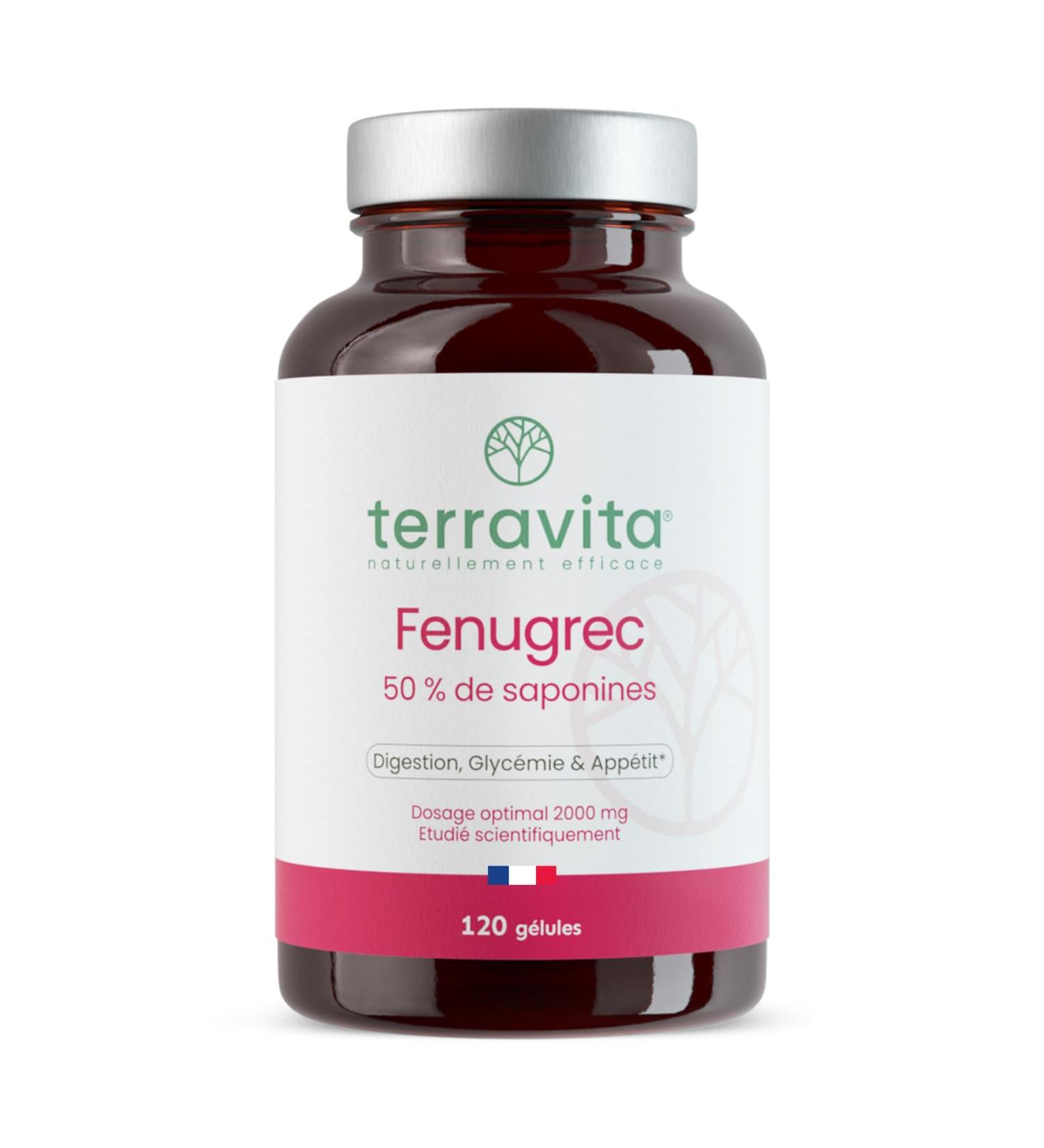 FENUGREC | Hautement Concentr : Extrait 20:1 | Titr 50% en Saponine | 120 G lules | 2000 mg par Dose | R gulation de la Glyc mie Digestion et App tit | Made in France | Terravita - Buy Online on GoSupps.com