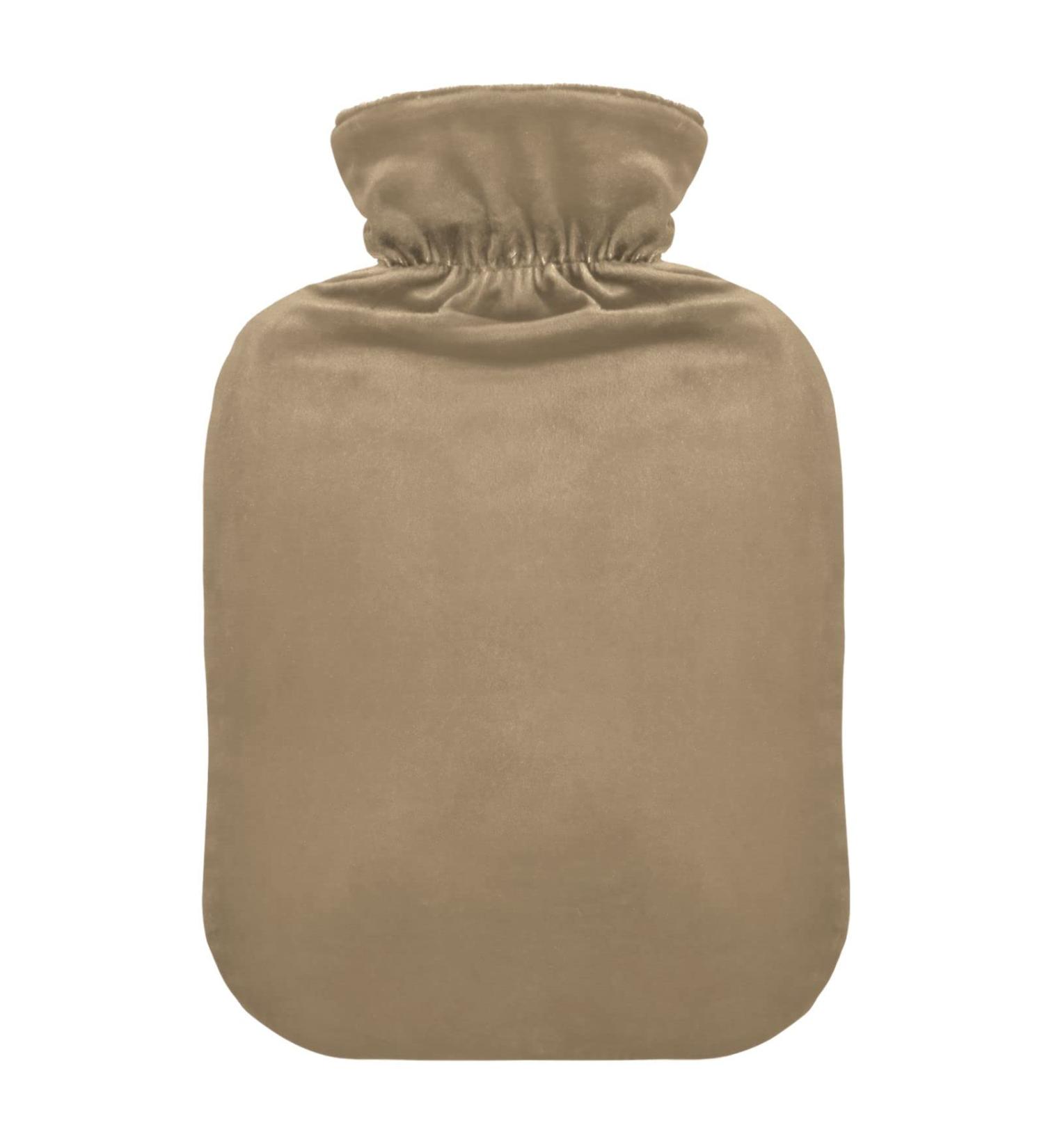 Khaki Hot Water Bottle with Cover - Pain Relief Heating Pad for Arthritis - 1L Water Bottle - Buy Online on GoSupps.com