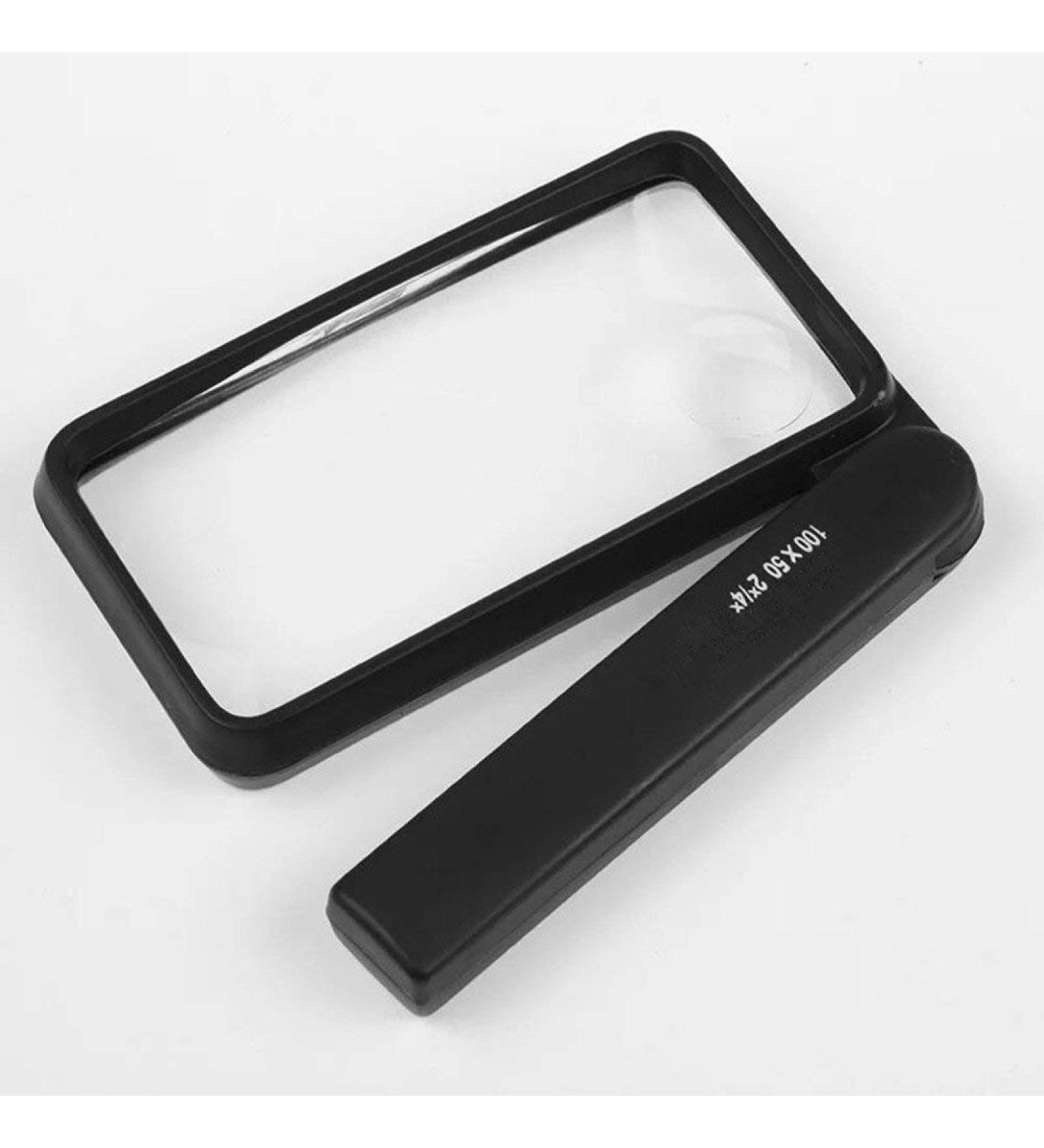 Handheld Square Glass 2X 4X Double HD Lens Child Old Man Reading Identification Tool Folding Handle Black Pocket Magnifier Good Times - Buy Online on GoSupps.com