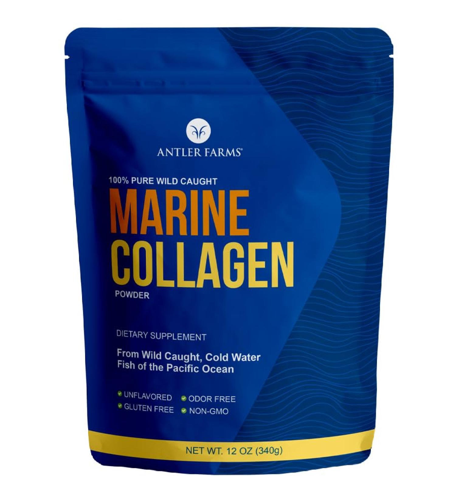 Antler Farms - 100% Pure Clean Marine Collagen Powder from Wild Caught Pacific Snapper 12 oz Soluble in Hot or Cold Liquids Highly Bioavailable Rapid Absorption No Taste or Smell - Buy Online on GoSupps.com
