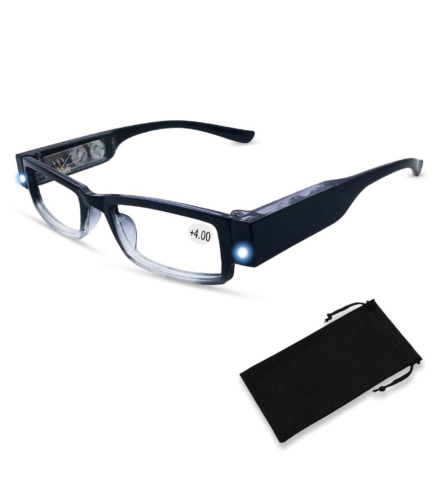 LED Lighted Reading Glasses with Magnifying Lens for Nighttime Reading - Buy Online on GoSupps.com