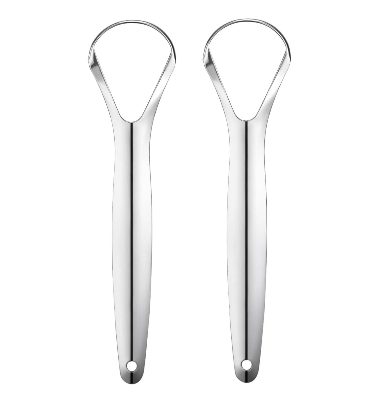 Buy Stainless Steel Tongue Cleaner & Scraper - Cure Bad Breath | Hygienic & Medical Grade for Adults & Kids | 2 Pcs 30g - Buy Online on GoSupps.com