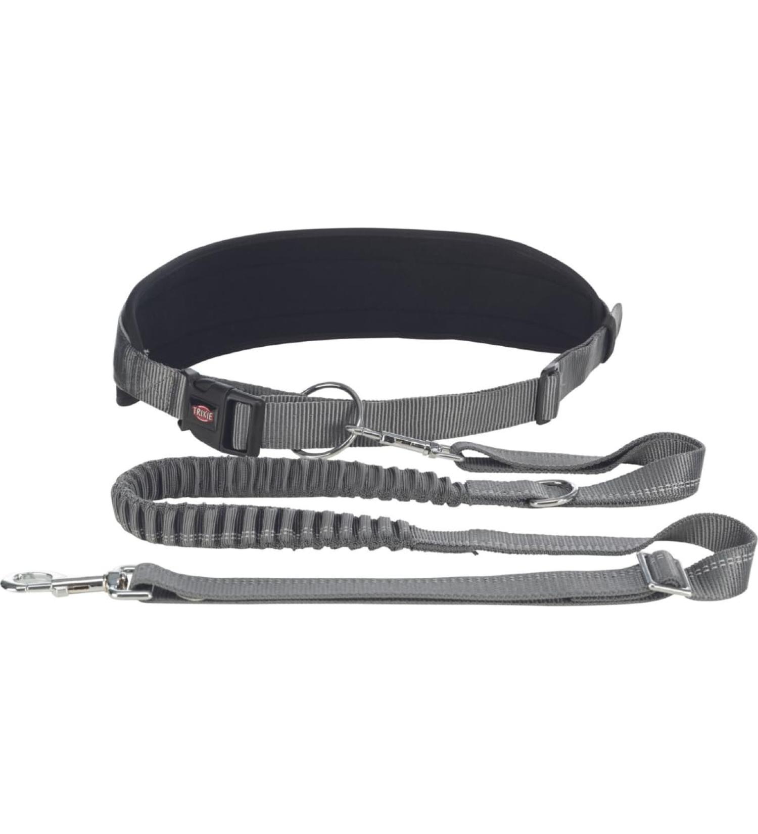 Trixie Jogging Line for Dogs with Belly Belt M-L | 1.20-1.50m | Ideal Leash for Medium to Large Dogs | Grafit/Black - Perfect for Active Dog Owners - Buy Online on GoSupps.com