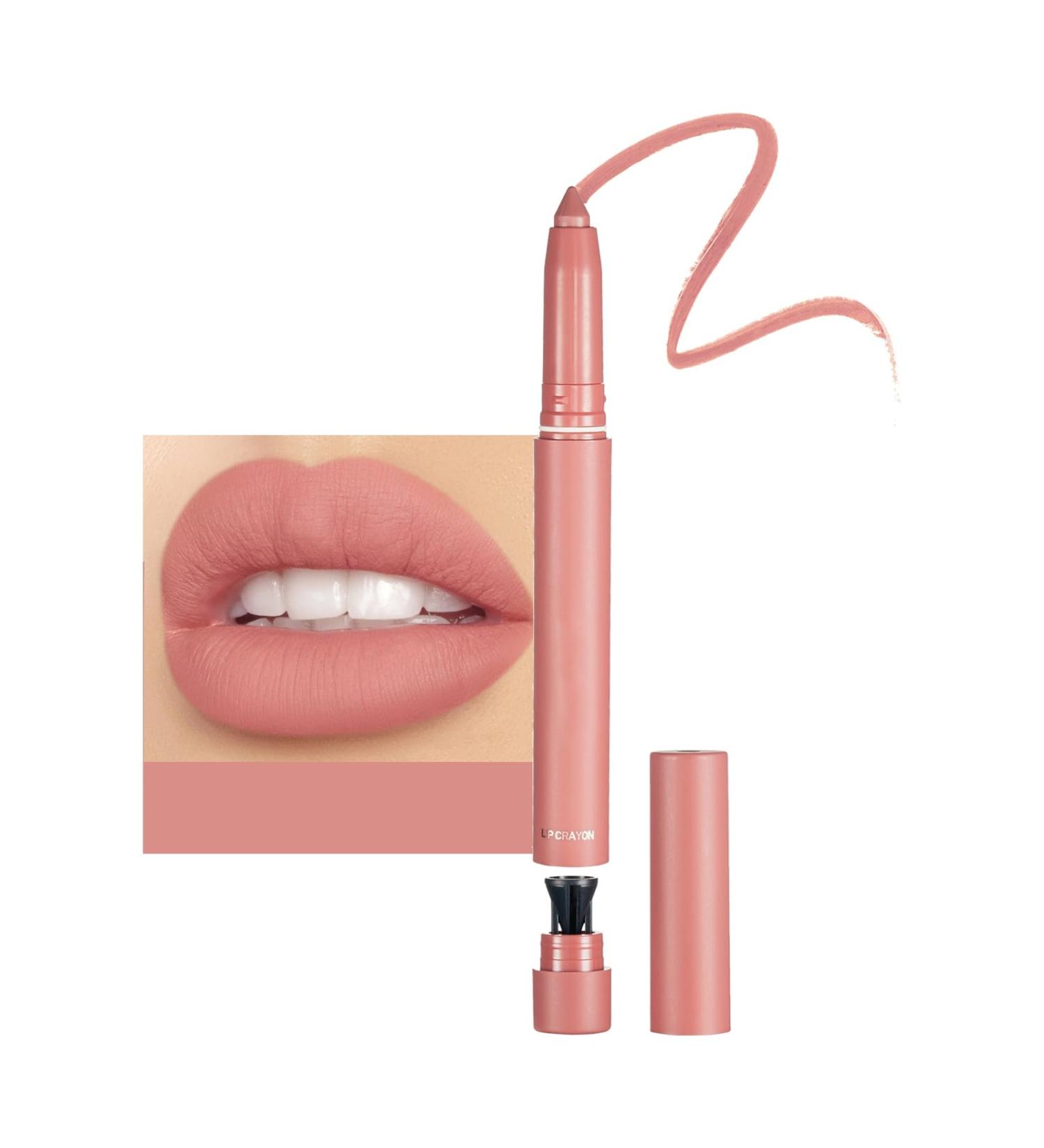 Lip Liner Creamy Nude Lip Liner and Lipstick Set Super Pigmented 2-In-1 Matte Lip Liners Lip Crayon Pen Built-in Sharpener Waterproof Non-fading Long Lasting Lip Stick & Lipliner Pencil for Women - Buy Online on GoSupps.com