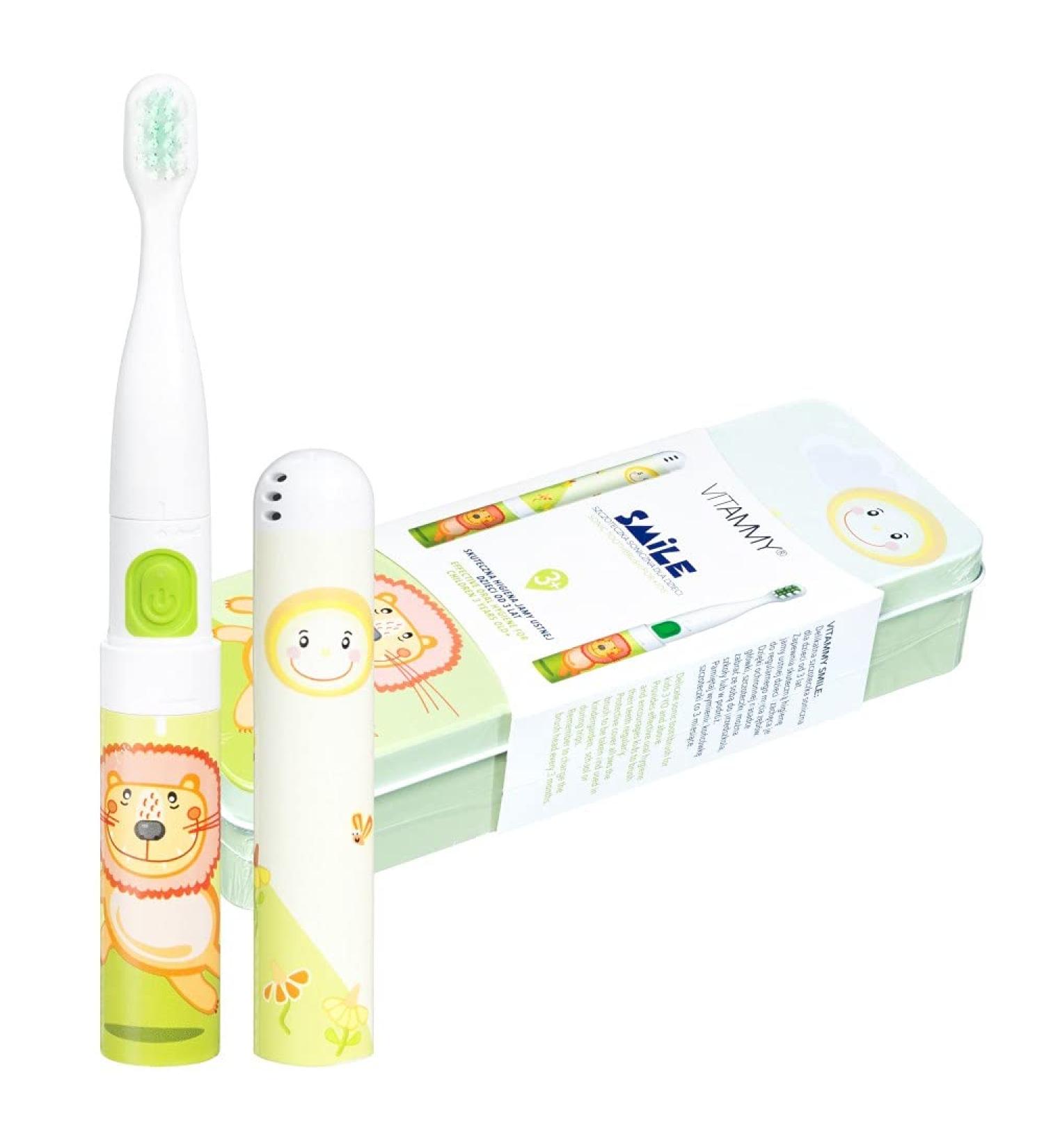 VITAMMY Smile Kids Sonic Toothbrush - Cute Animal Designs for Kids Age 3+ - Green Lion & More Colors - Buy Online on GoSupps.com