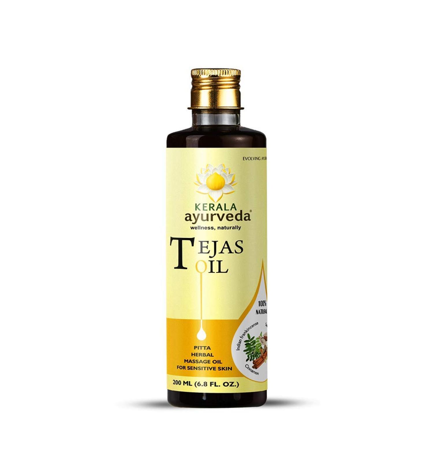 Kerala Ayurveda Tejas Oil - Cooling Herbal Massage Body Oil | Nourishing & Hydrating | Mind Calming | 6.8 Fl Oz | Balance Pitta Dosha - Buy Online on GoSupps.com