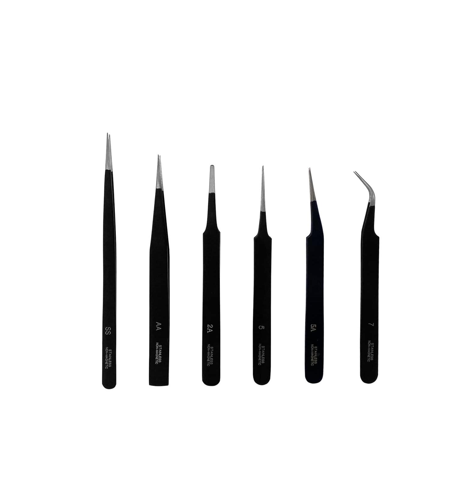 PAULIMOT model making tweezers set 6 pieces powder-coated