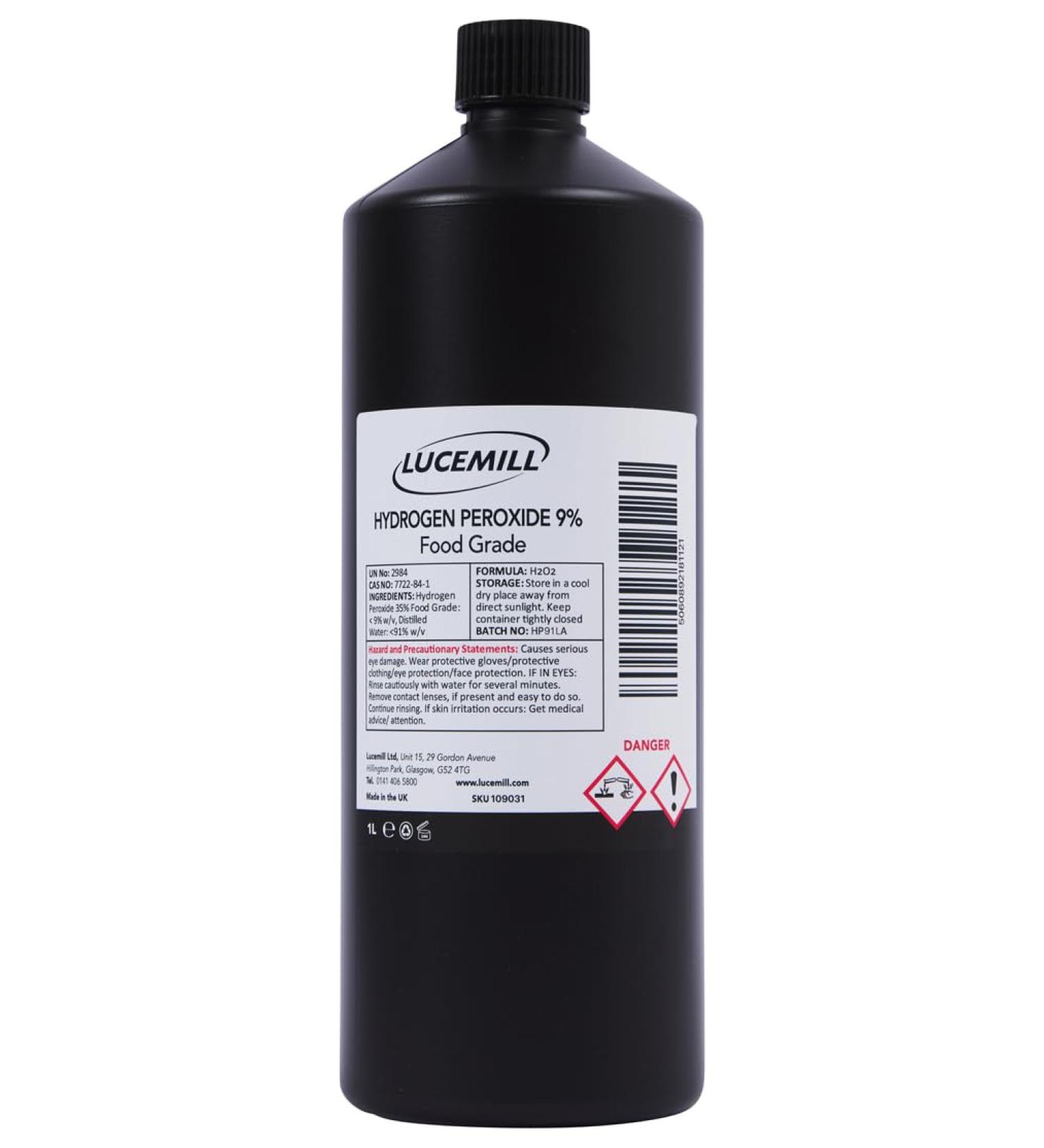 1 Litre (1L) Hydrogen Peroxide 9% Additive Free Food Grade