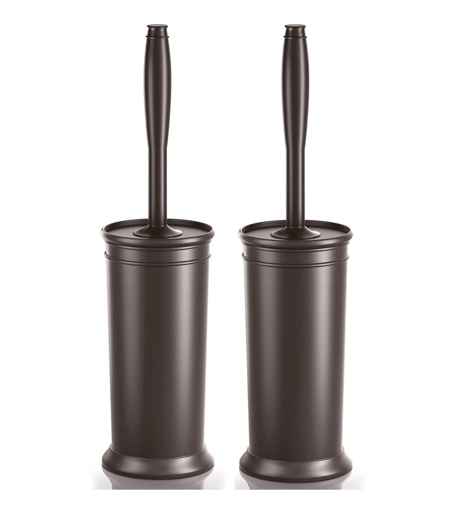 2 Pack Bronze Toilet Brushes with Extra Long Handle and Covered Holder - Buy Online on GoSupps.com