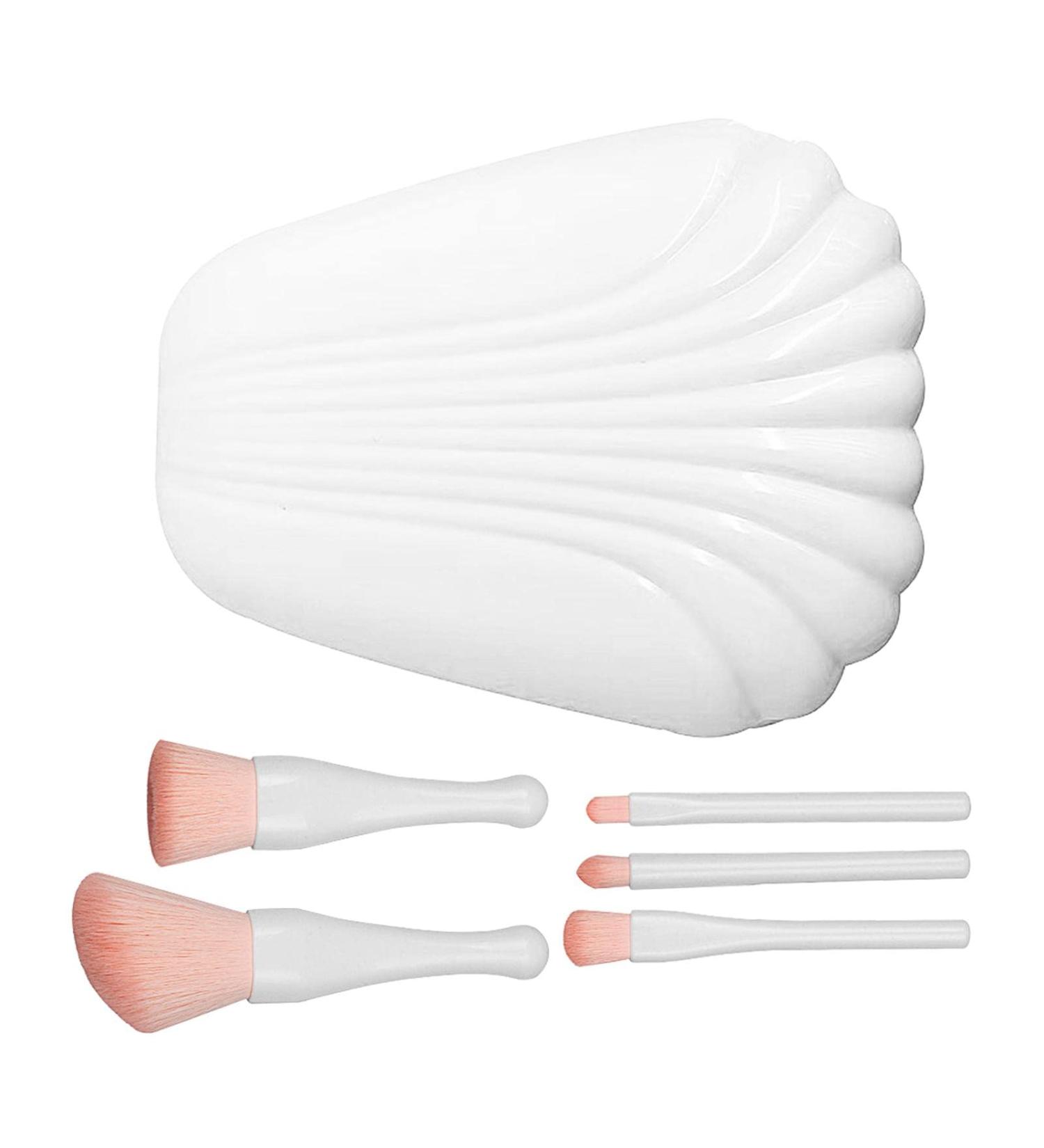 Daily Use With Mirror Box Makeup Brush Beauty Tools Shell Mini Travel(White) - Buy Online on GoSupps.com